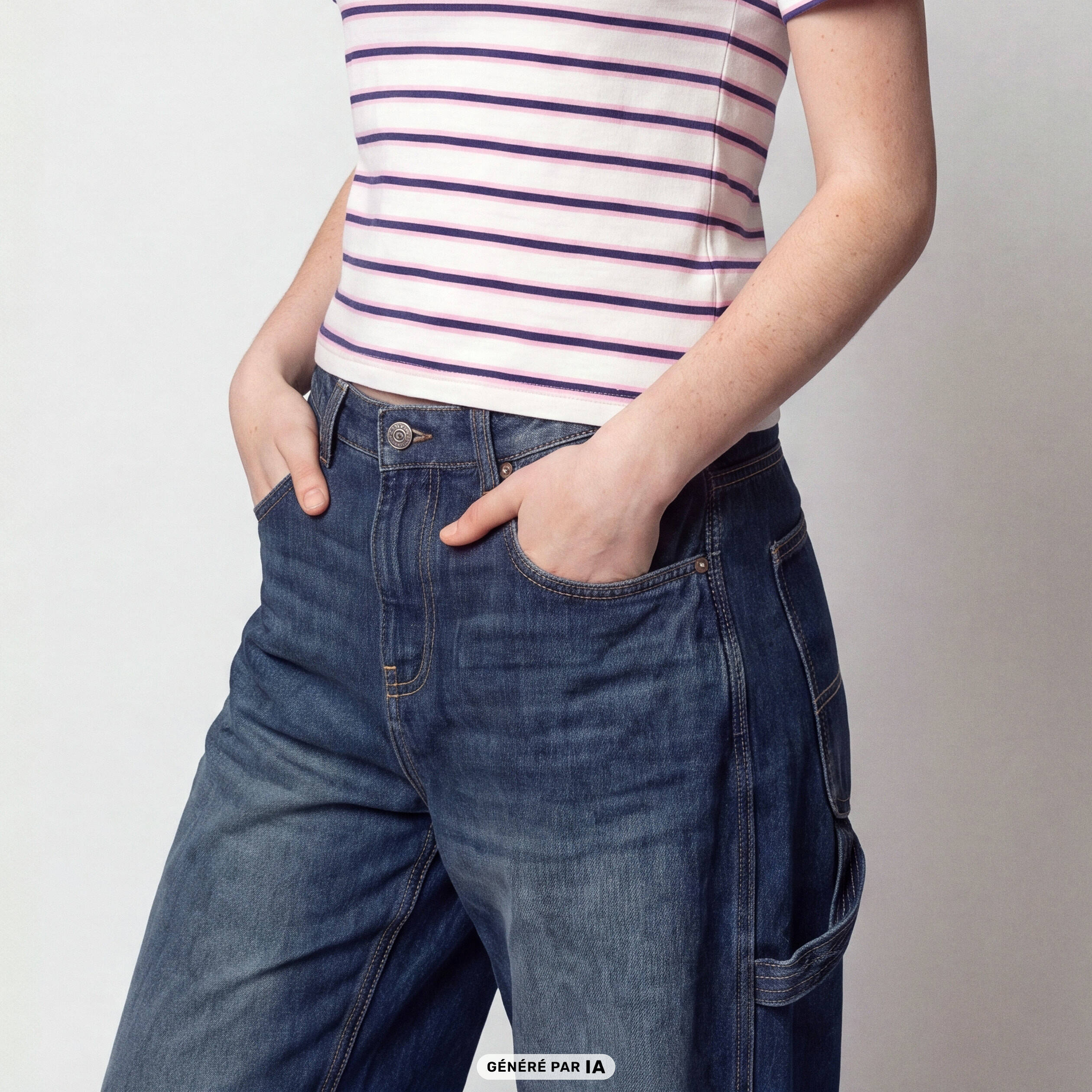 Jean Max loose taille standard denim blue black