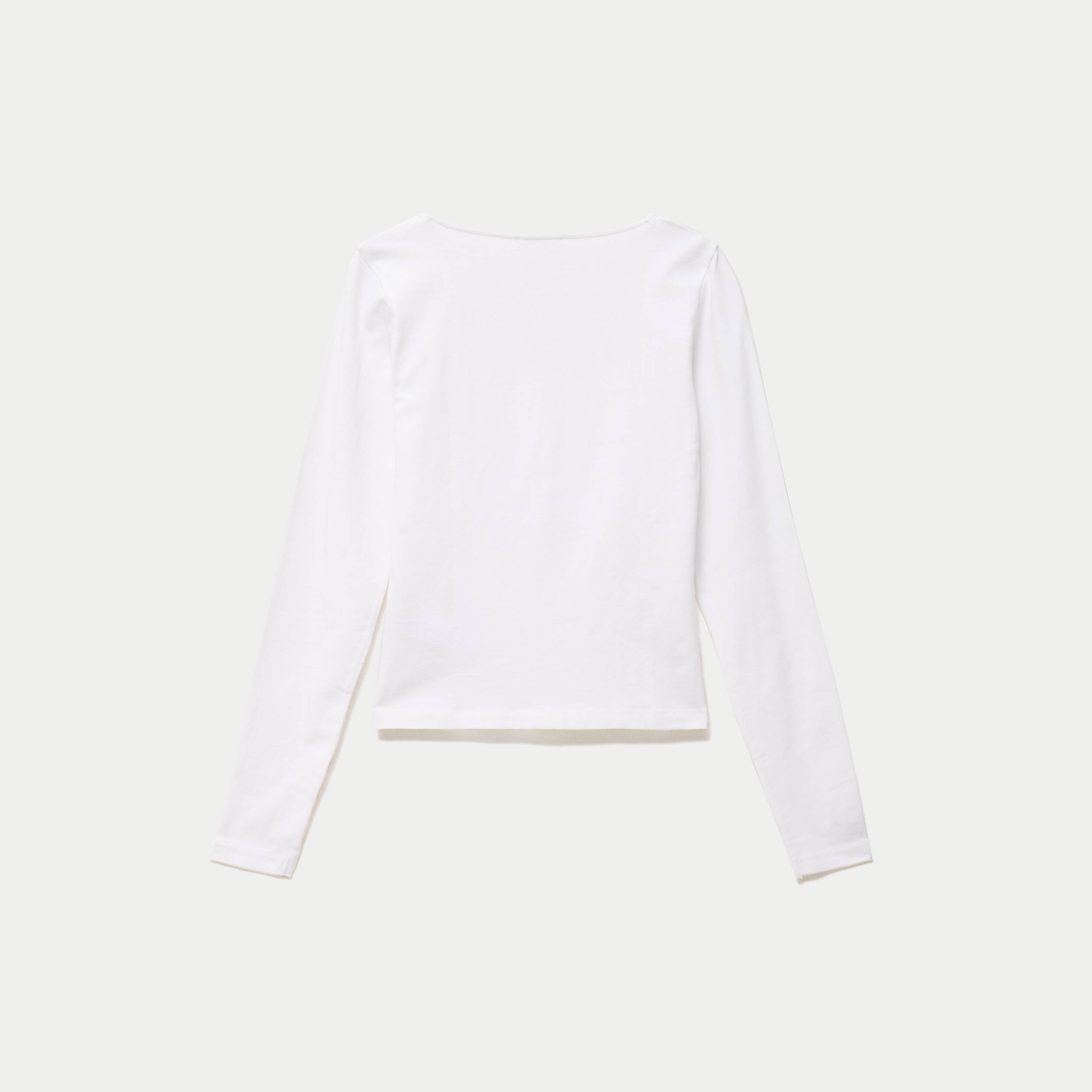 T-shirt ajust&eacute; d&eacute;collet&eacute; manches longues blanc
