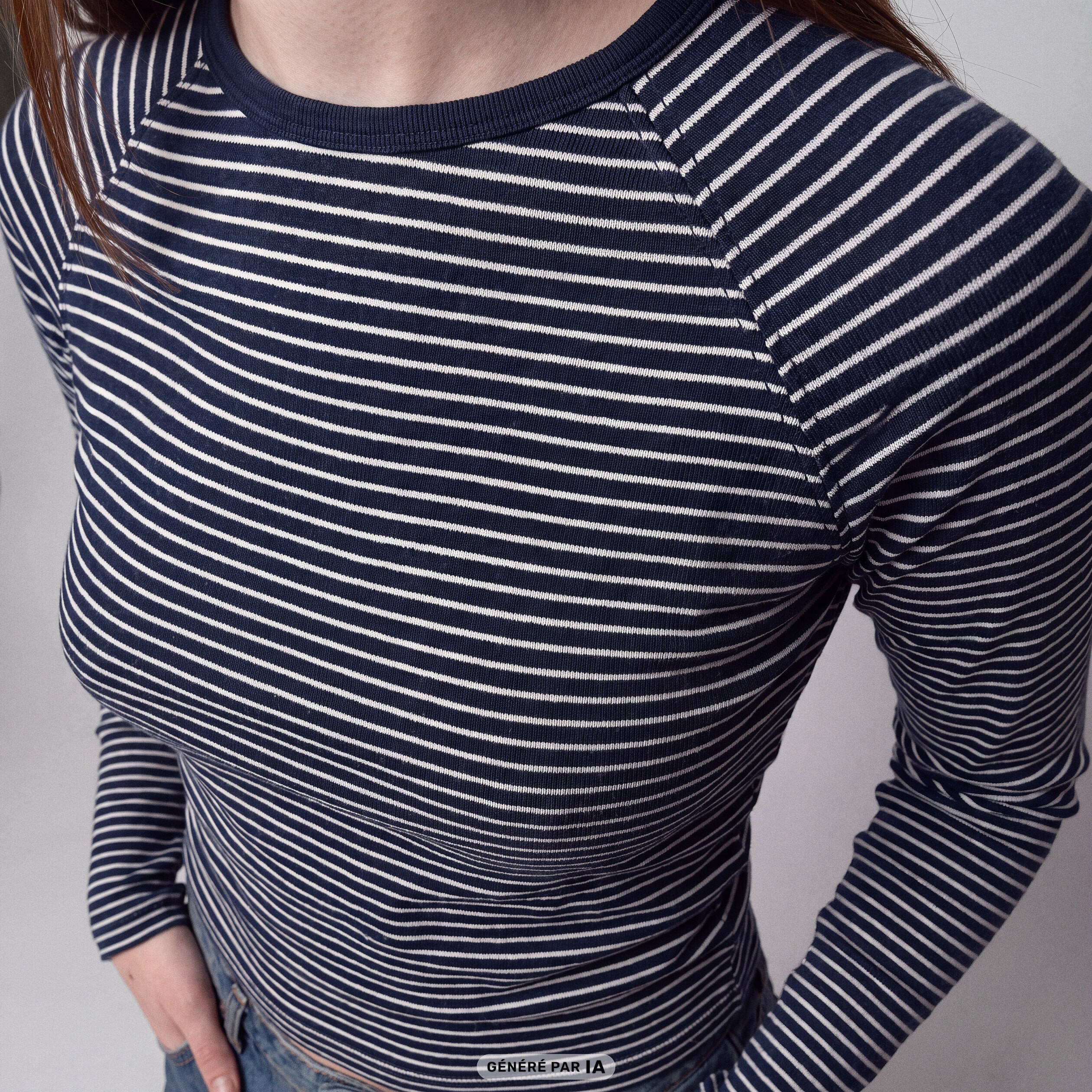 T-shirt manches longues bleu fonc&eacute;