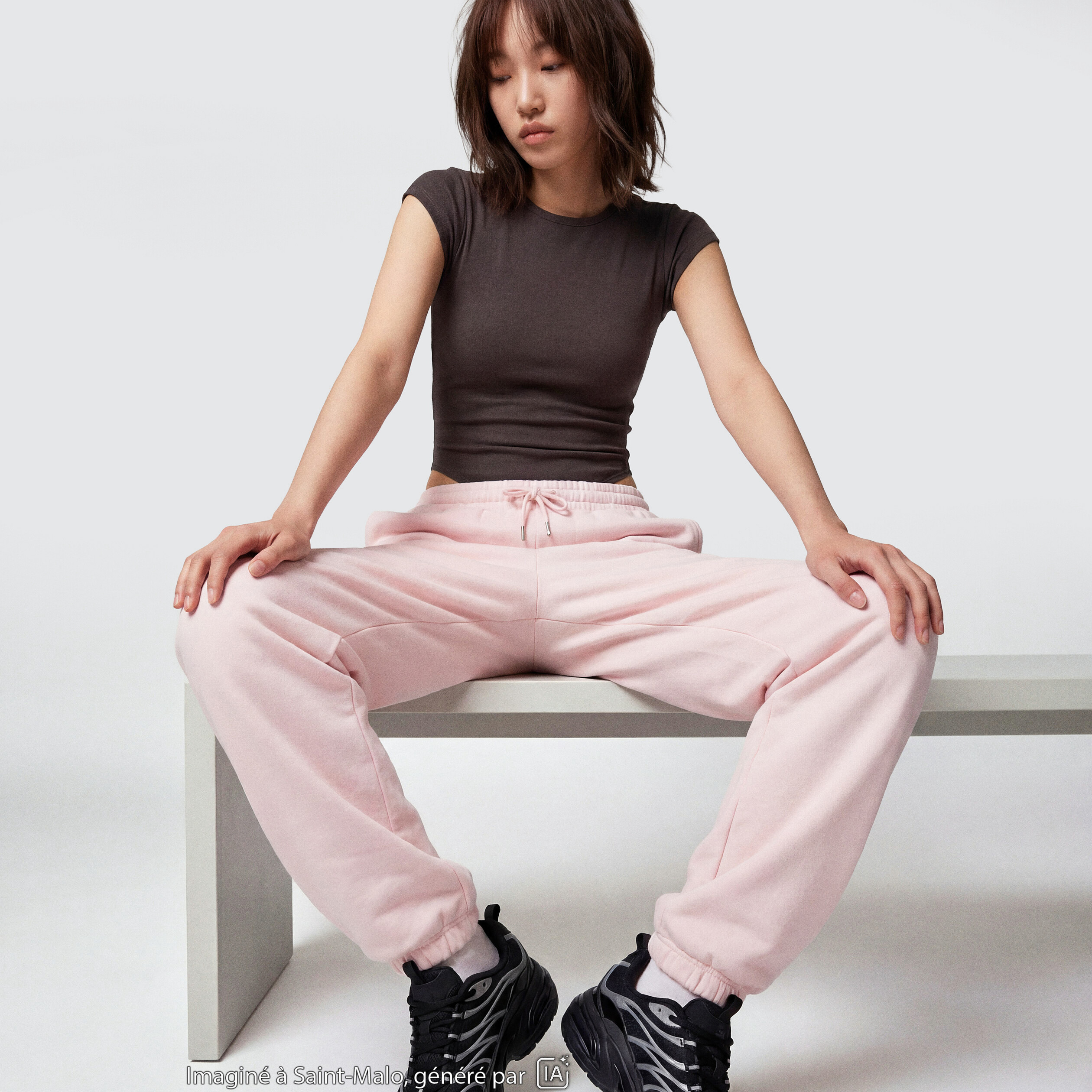 Jogging bas resserr&eacute; taille standard rose clair
