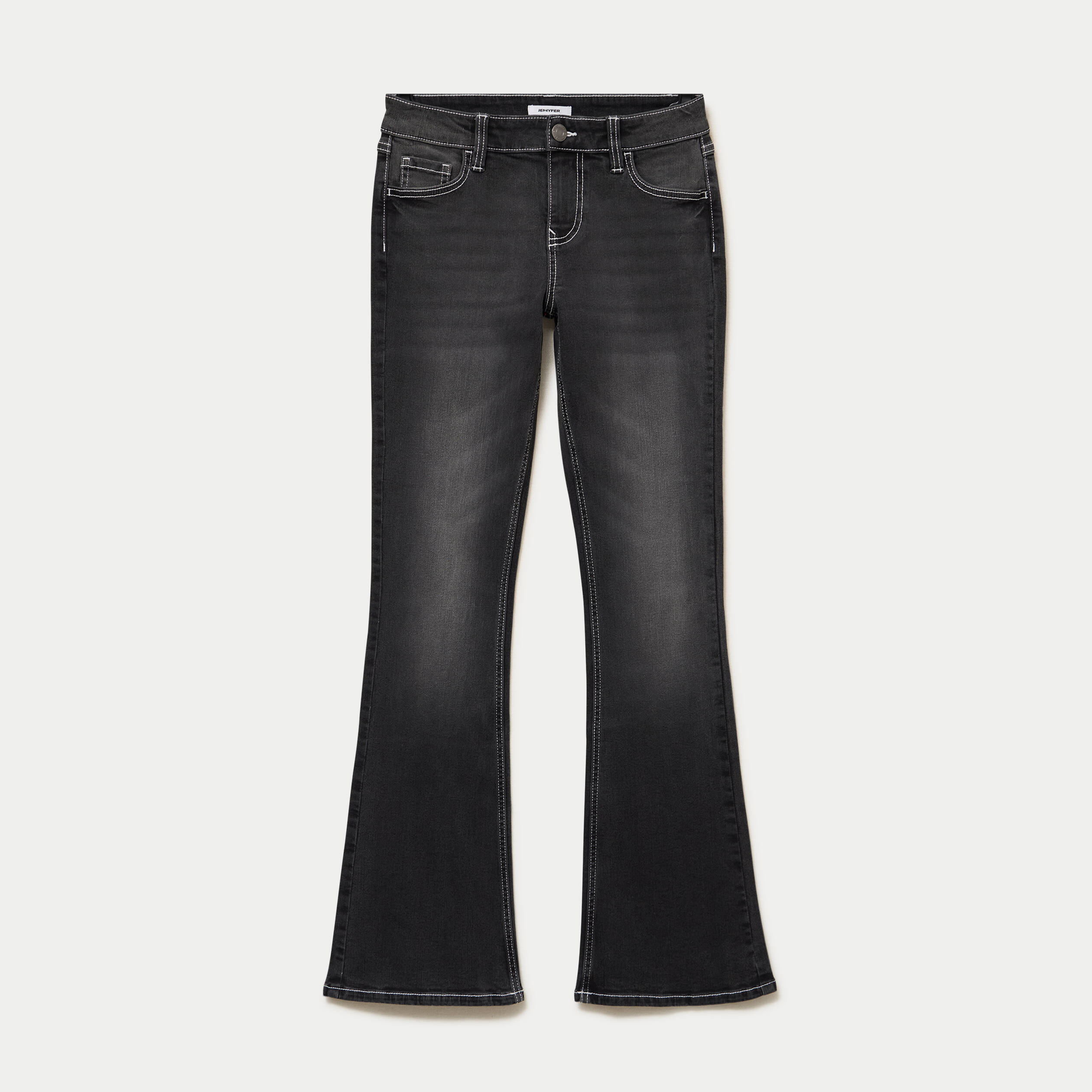 Jean Zoe bootcut taille basse broderie denim noir