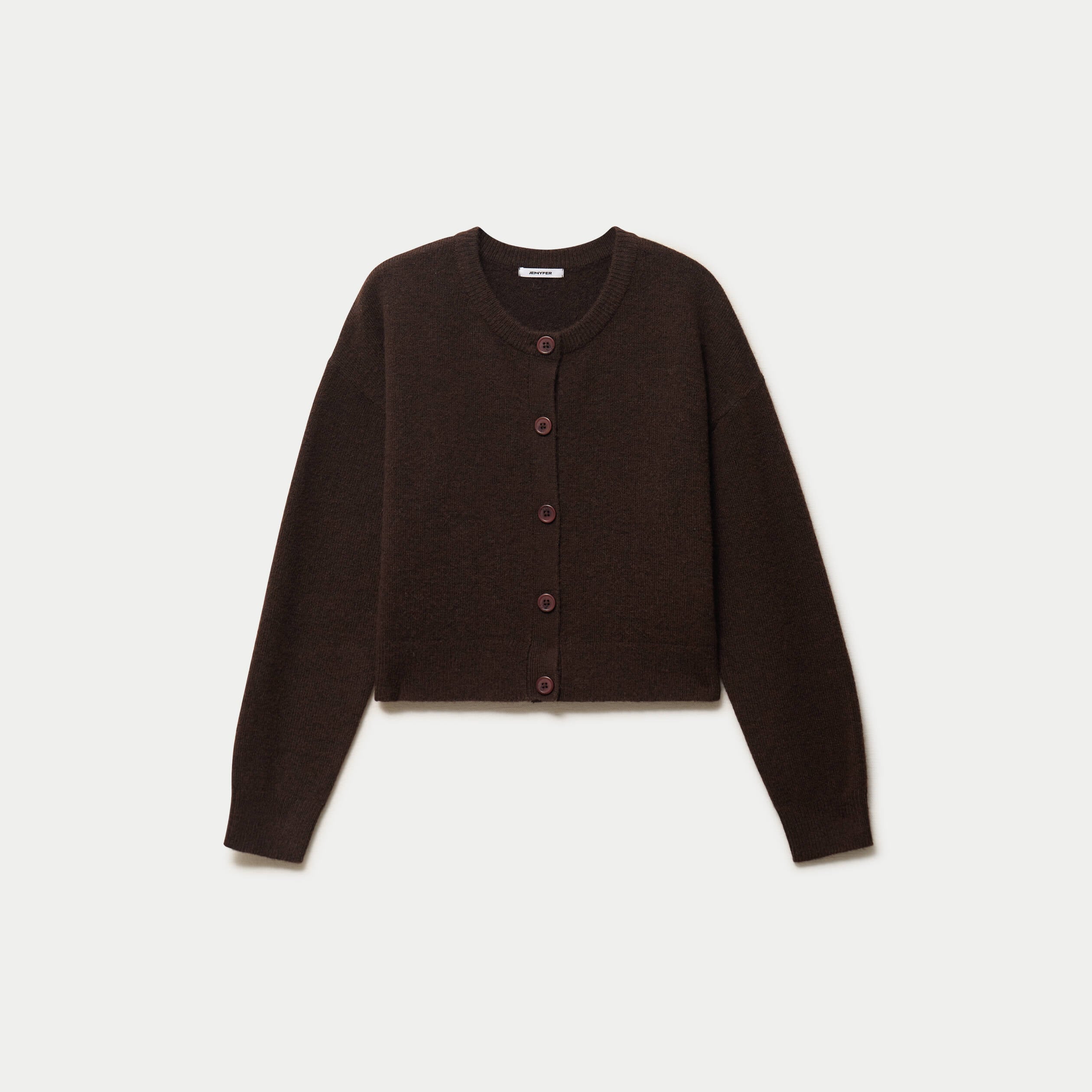 Gilet ajust&eacute; cropped manches longues marron fonc&eacute;