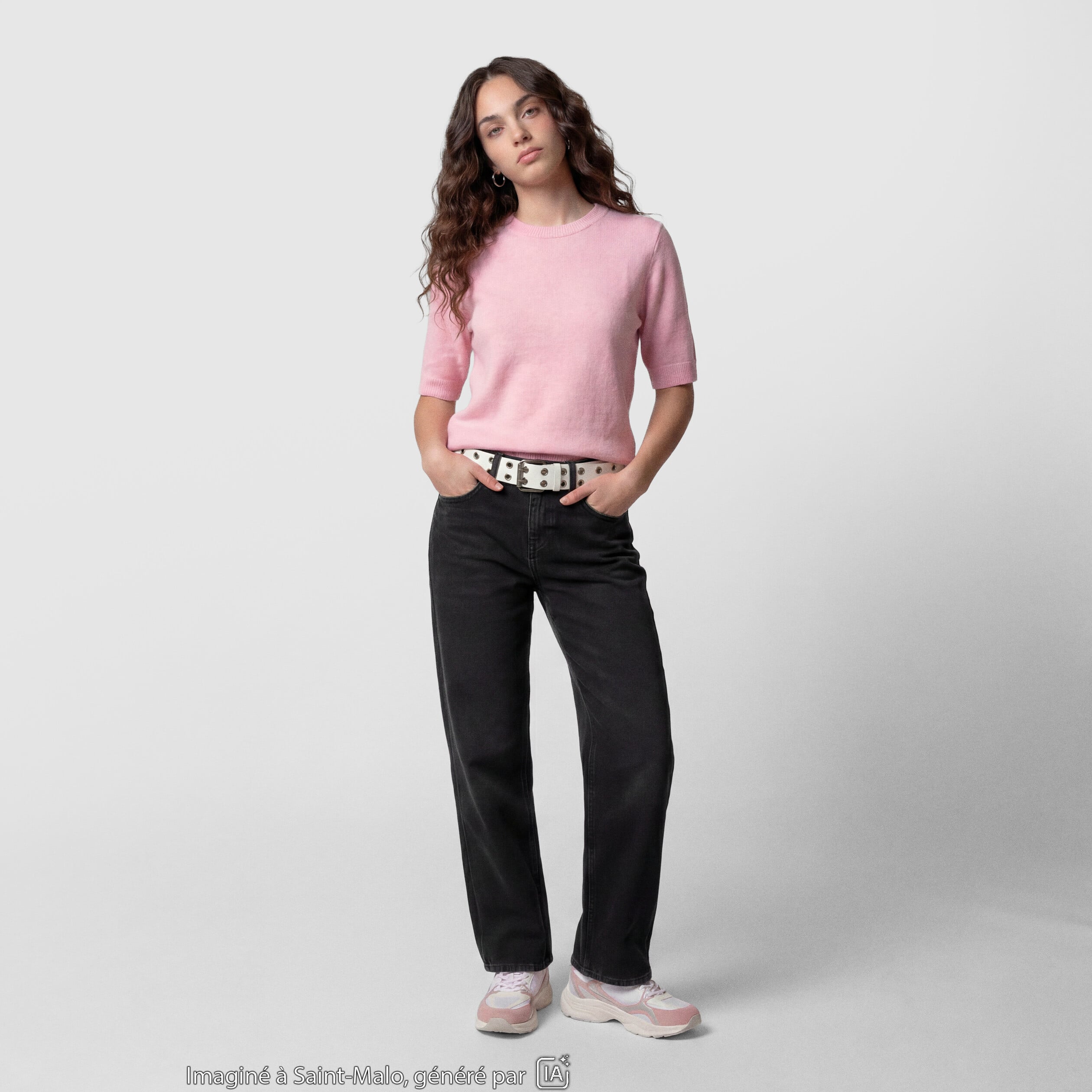 Jean Tom regular taille basse denim noir