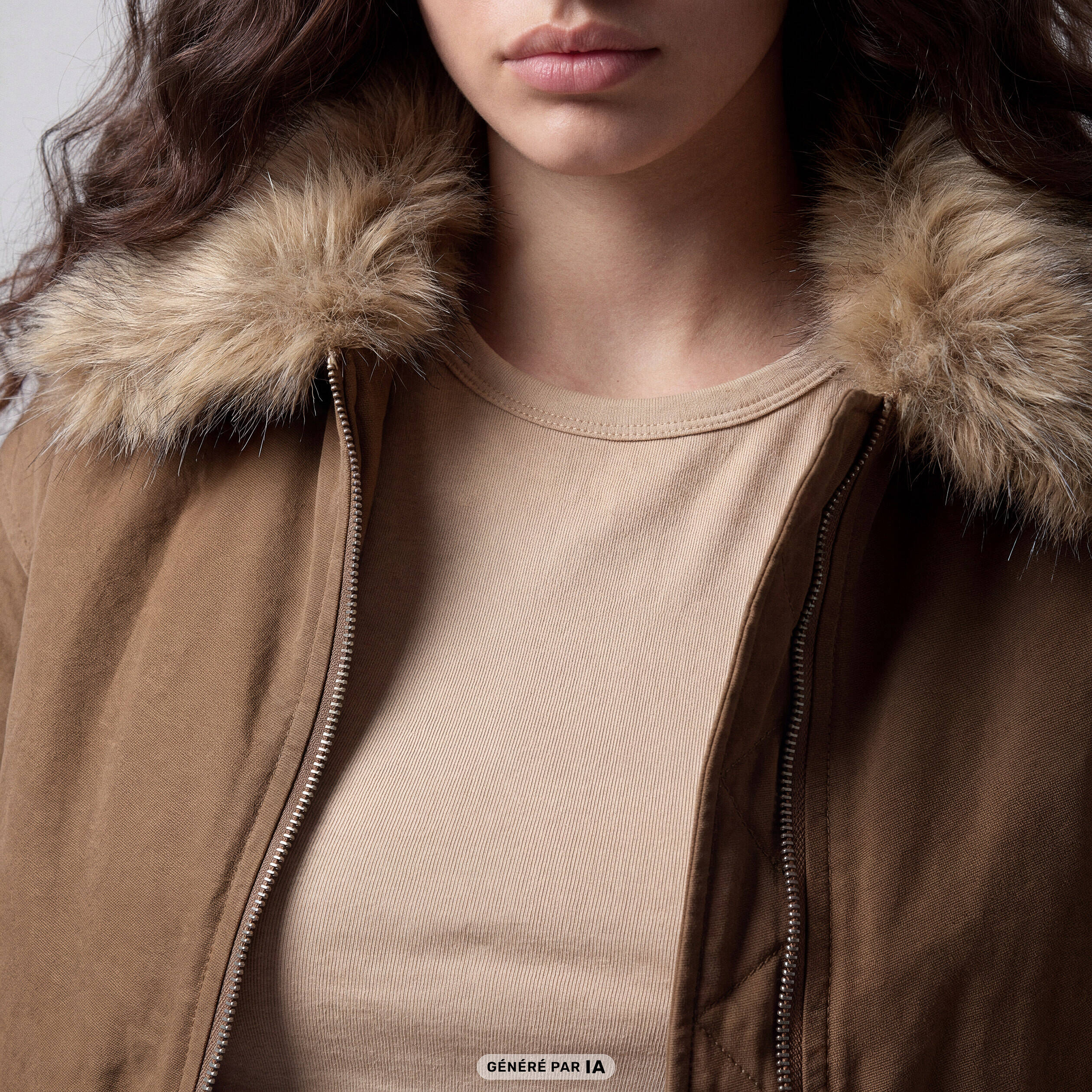 Bomber oversize court fausse fourrure taupe