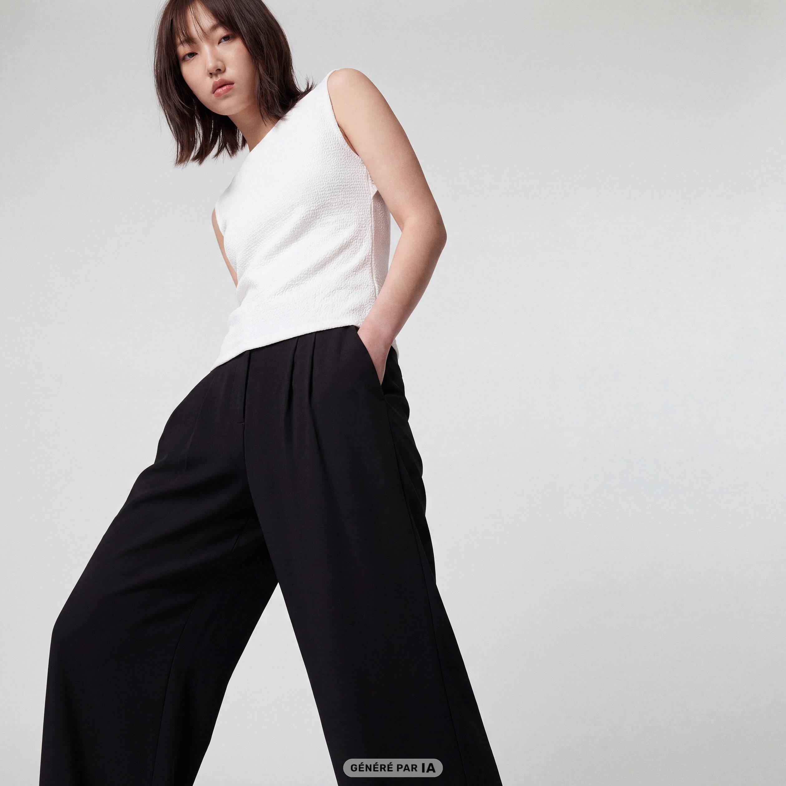 Pantalon flare stretch taille standard noir