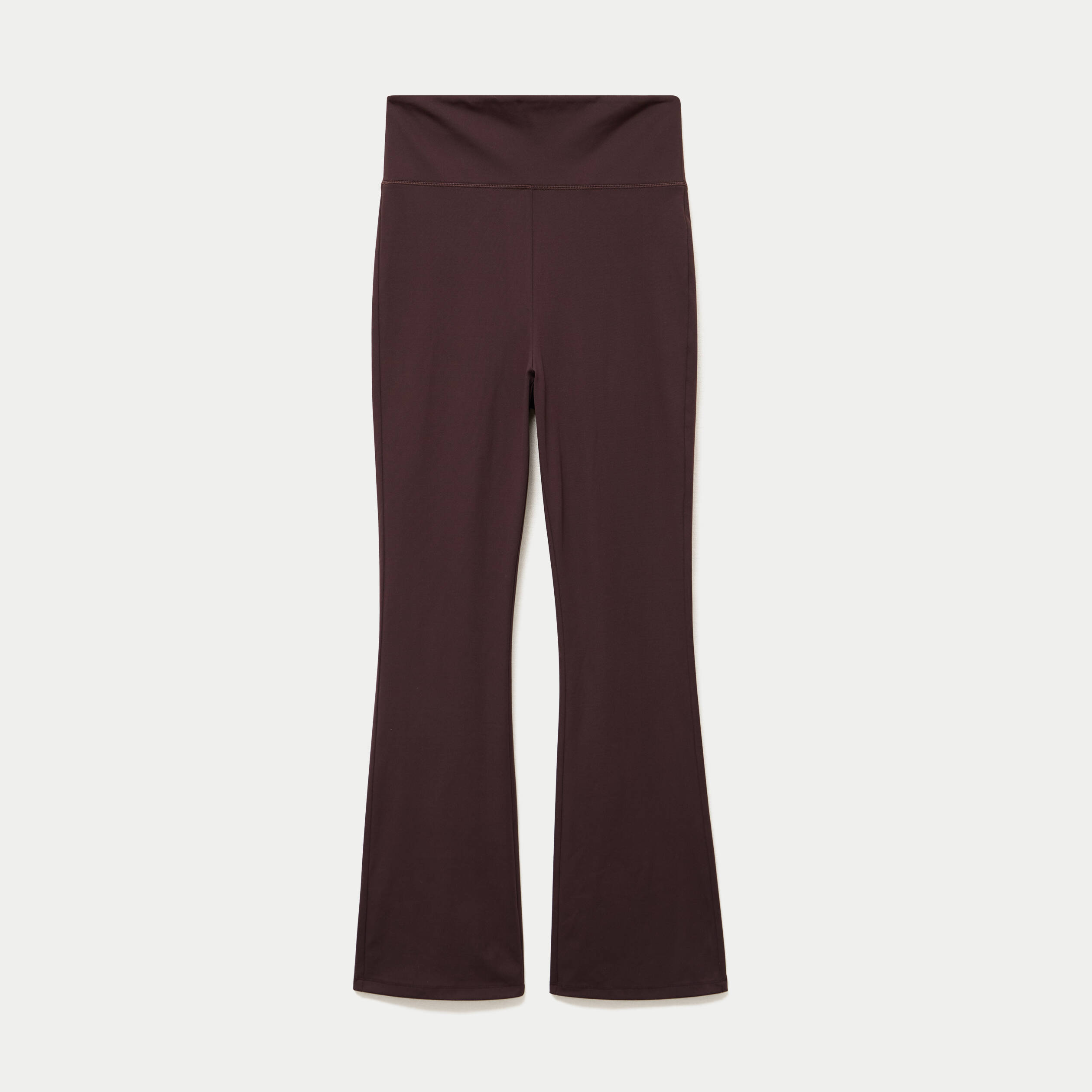 Leggings bootcut taille haute stretch marron fonc&eacute;