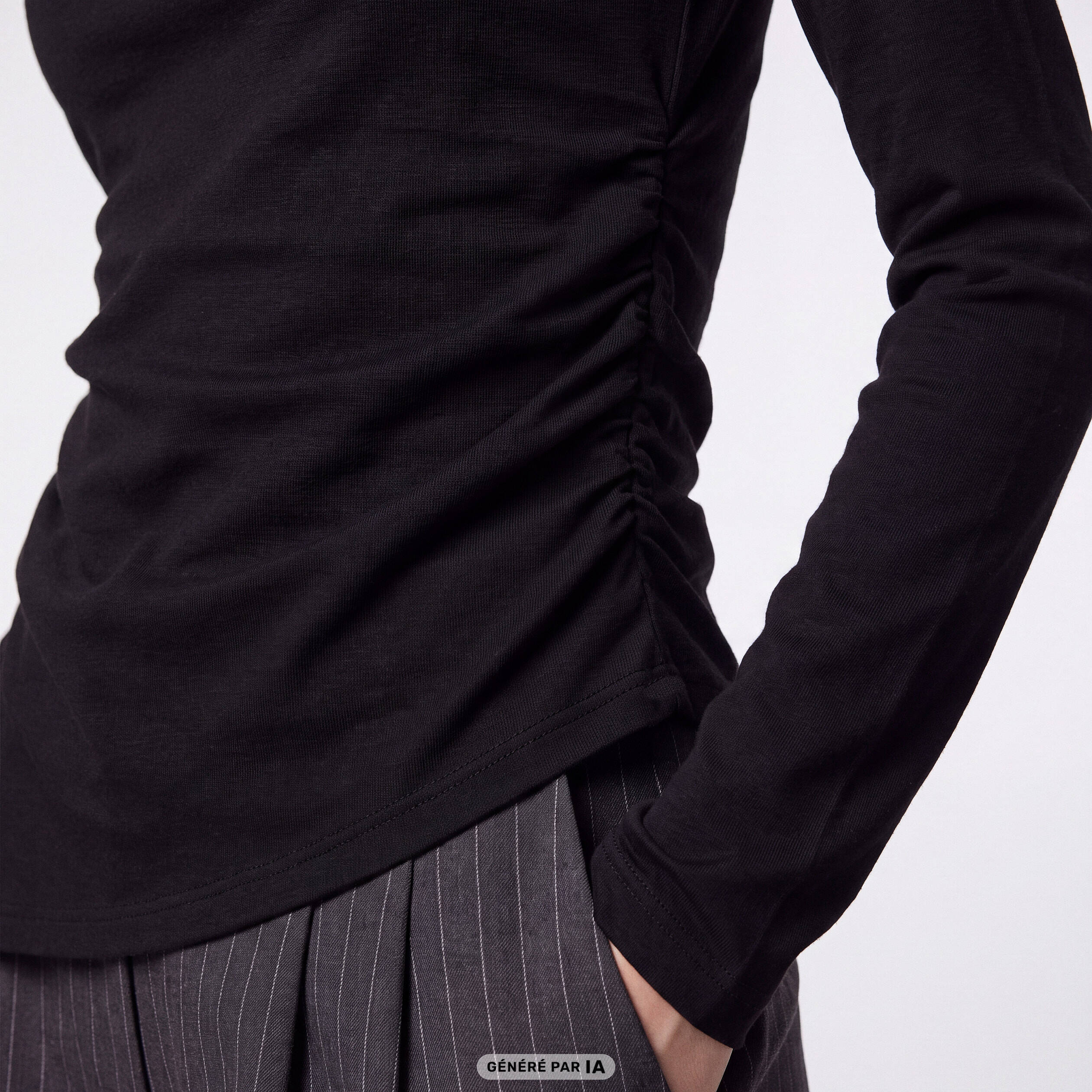 T-shirt droit manches longues noir