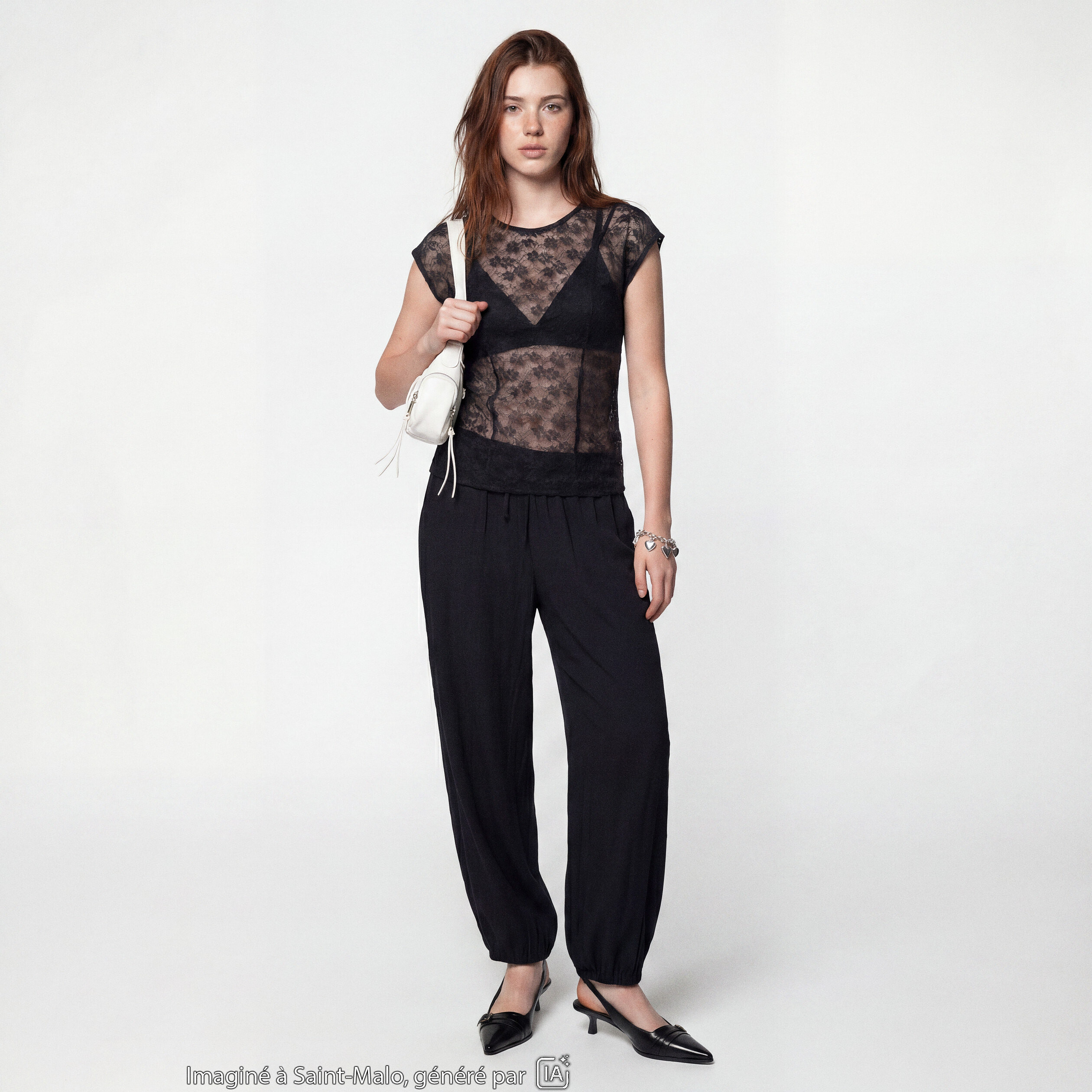 Top transparent sans manches dentelle noir