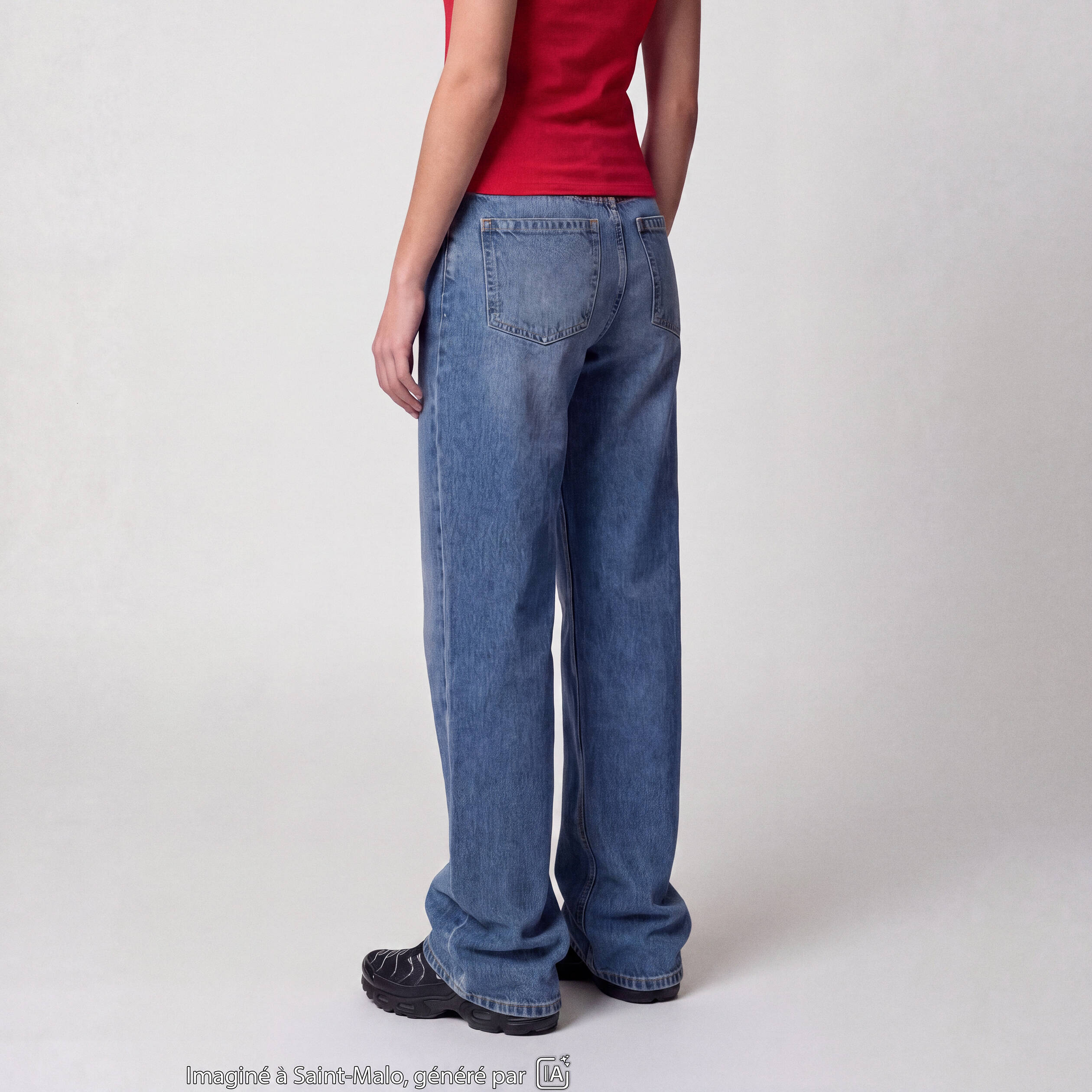 Jean Tom regular taille haute denim double stone