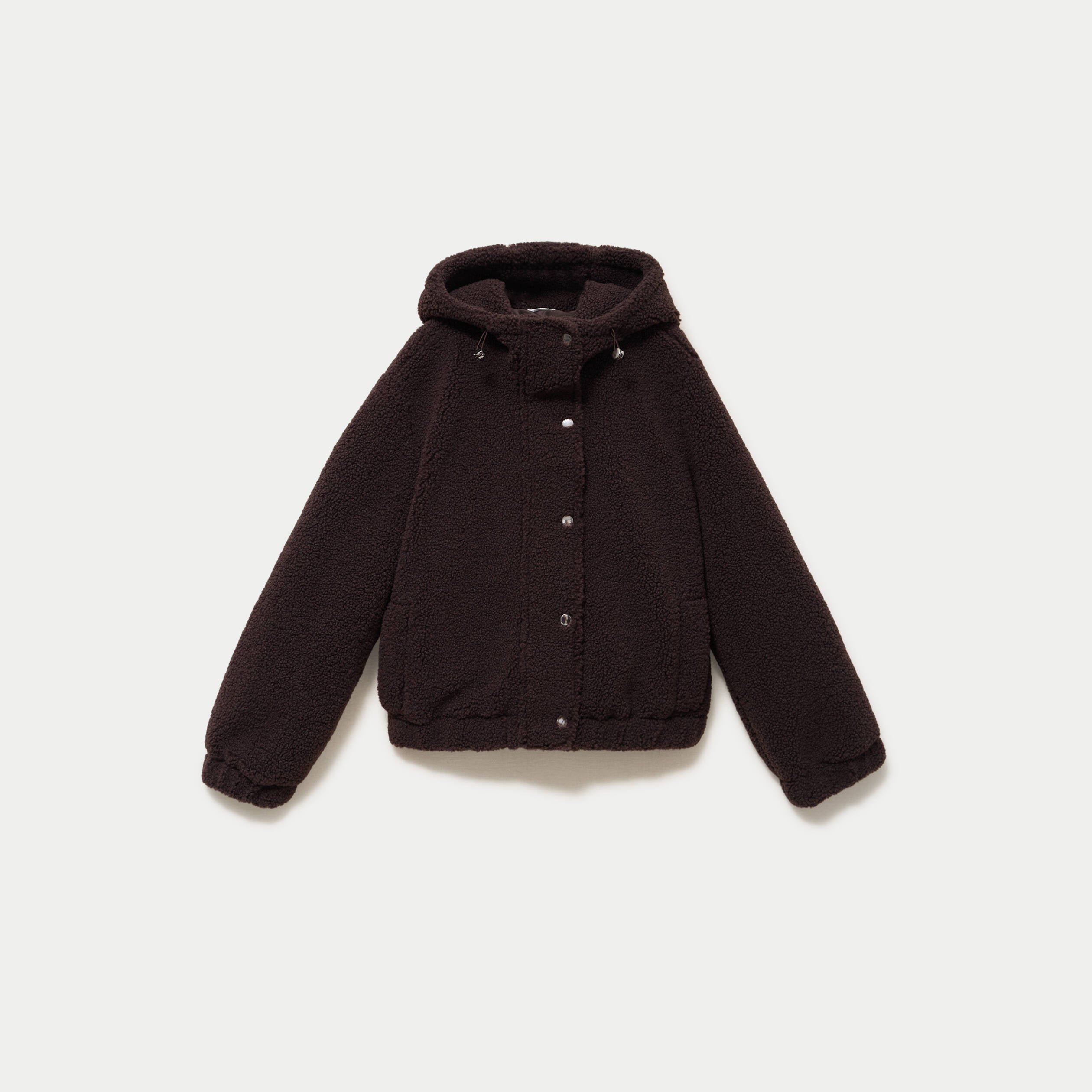 Blouson court droit effet polaire marron fonc&eacute;