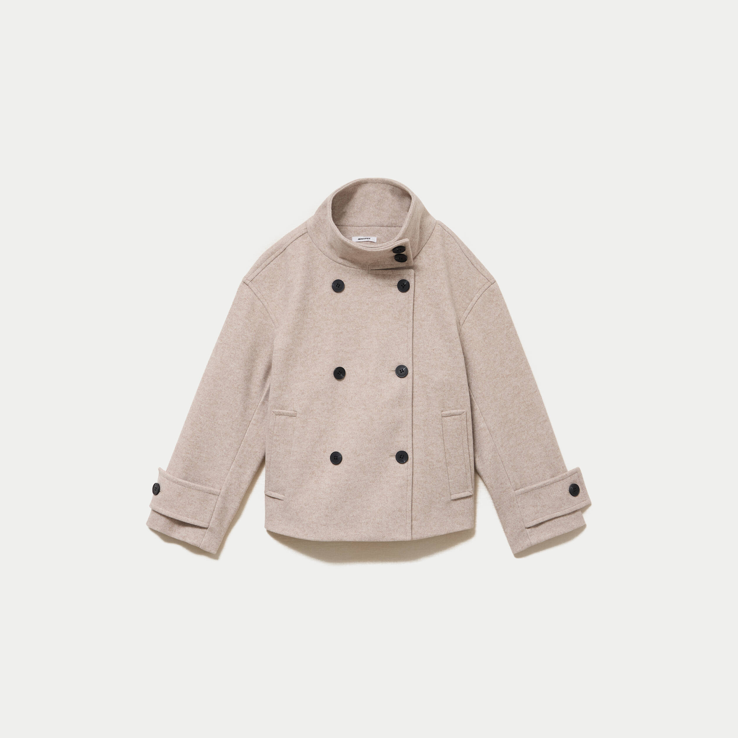 Caban oversize court col montant beige