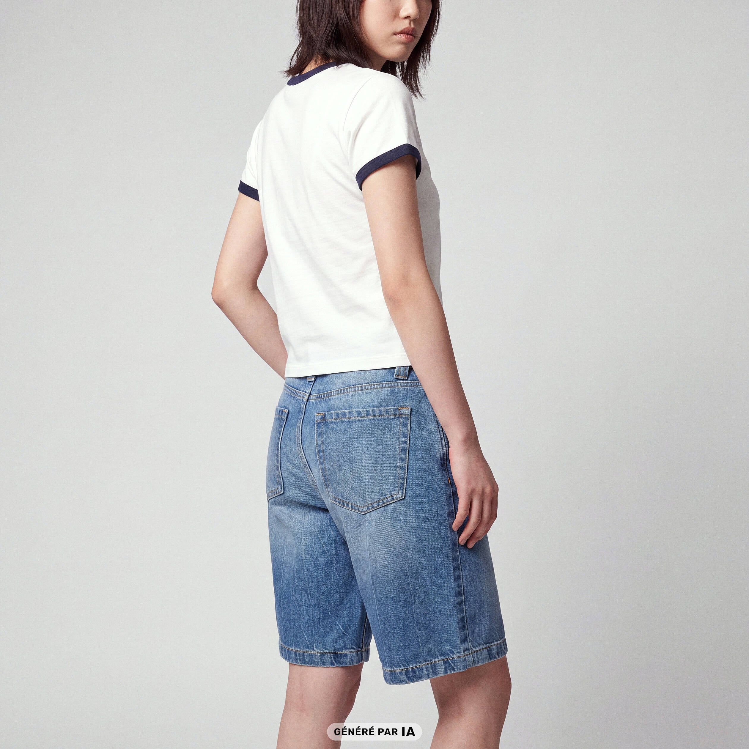 Bermuda large en jean 5 poches denim double stone