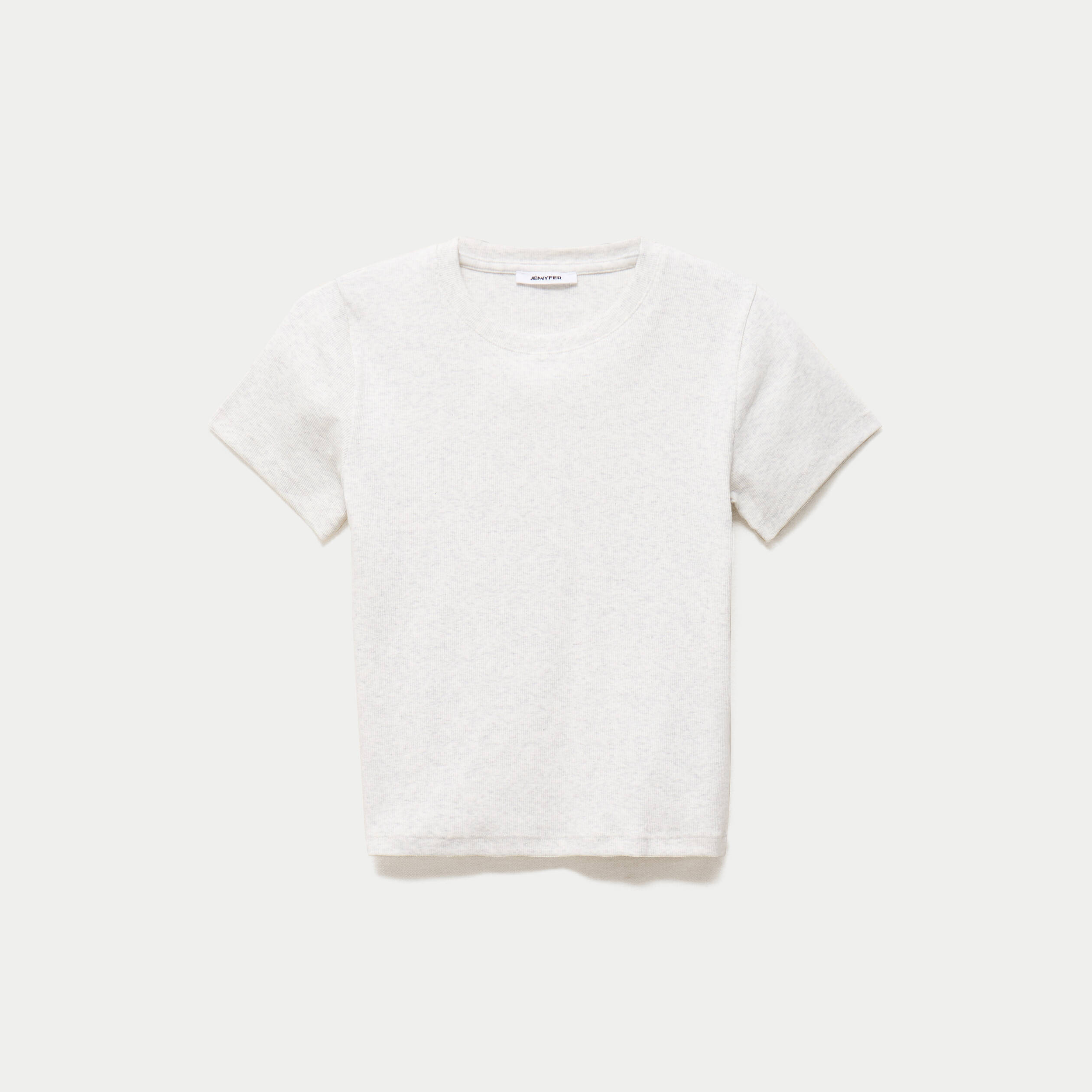 T-shirt ajust&eacute; col rond manches courtes ecru