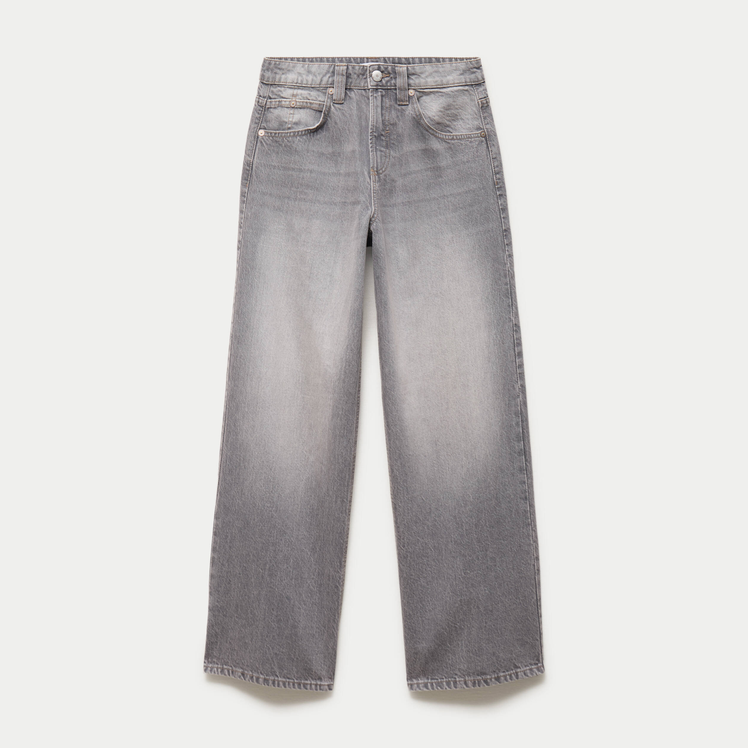 Jean loose taille basse denim gris ado