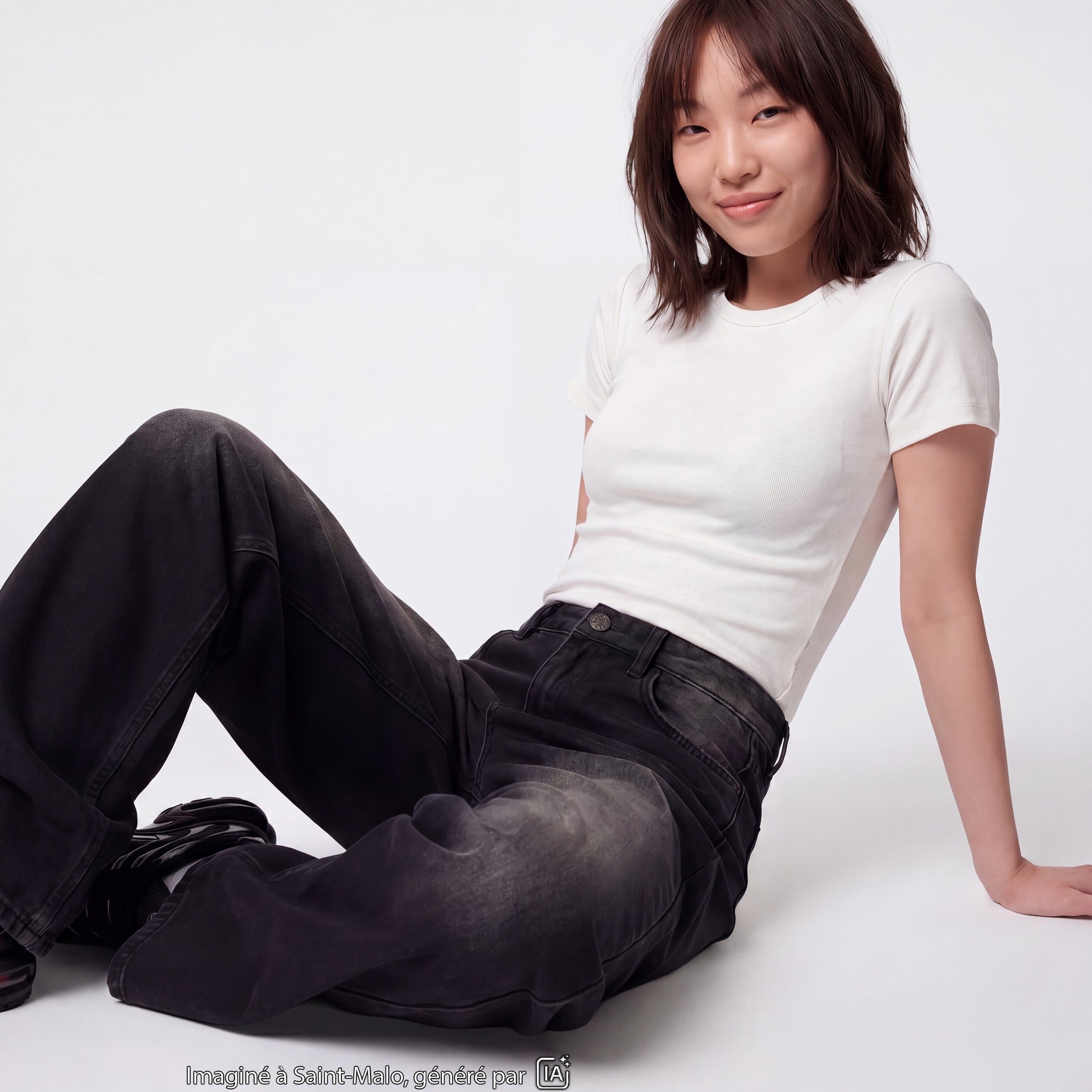 Jean Lenny wide leg taille basse denim noir