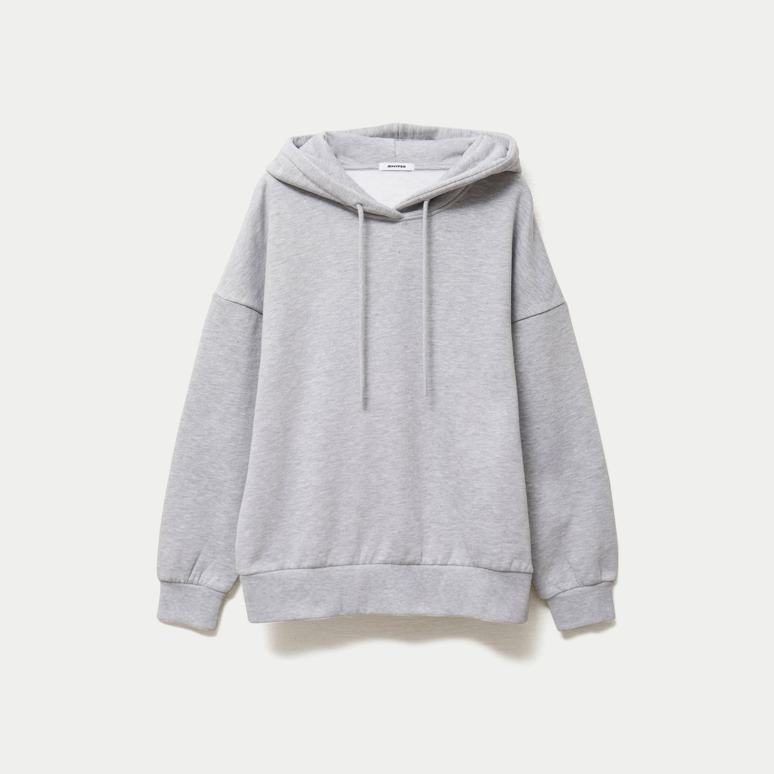 Sweat boyfriend brillant &agrave; capuche gris clair