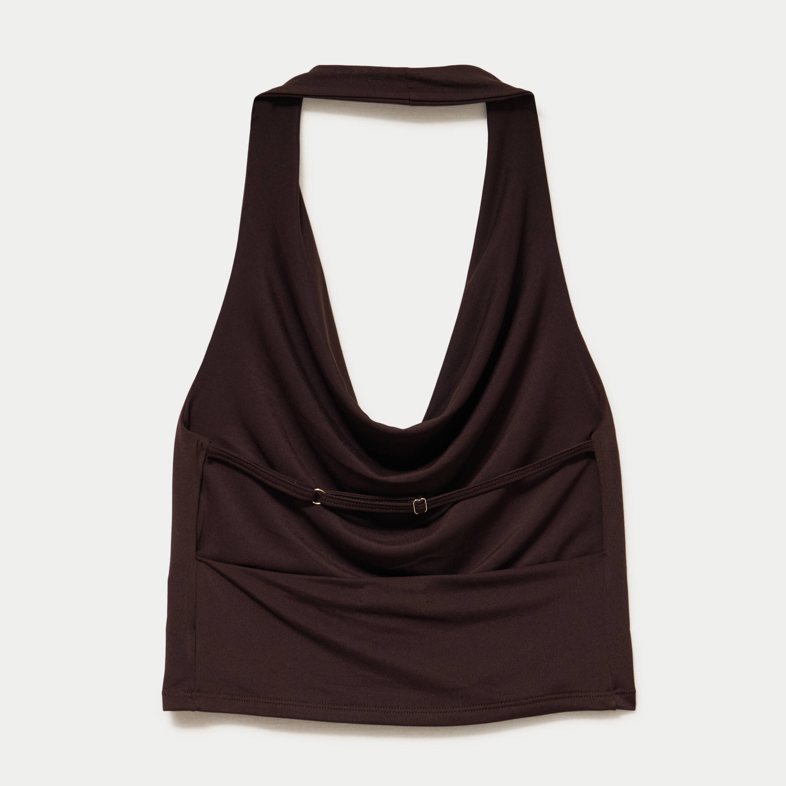 Top ajust&eacute; cropped d&eacute;collet&eacute; dos marron fonc&eacute; ado