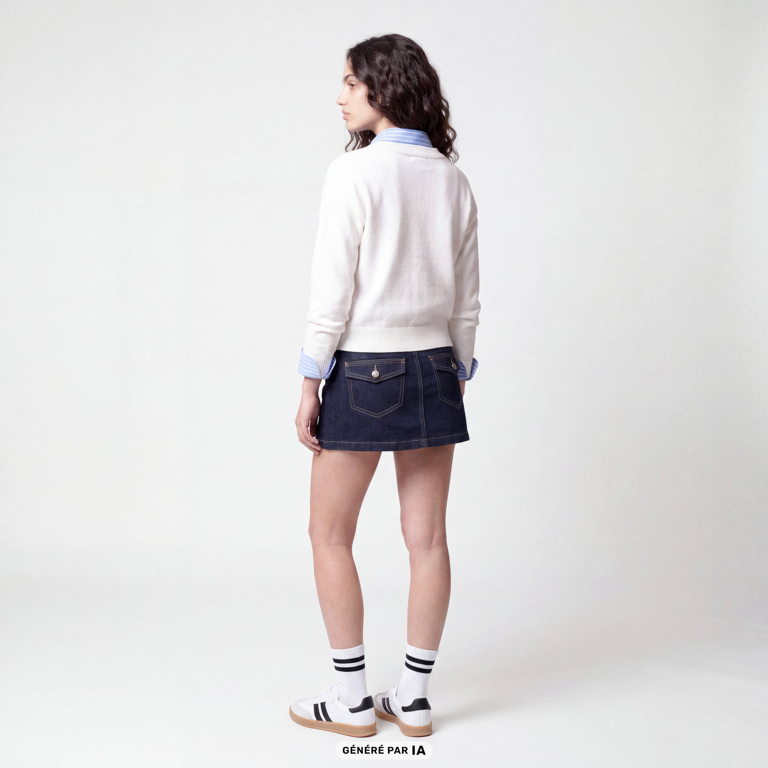 Pull ajust&eacute; d&eacute;collet&eacute; manches longues ecru