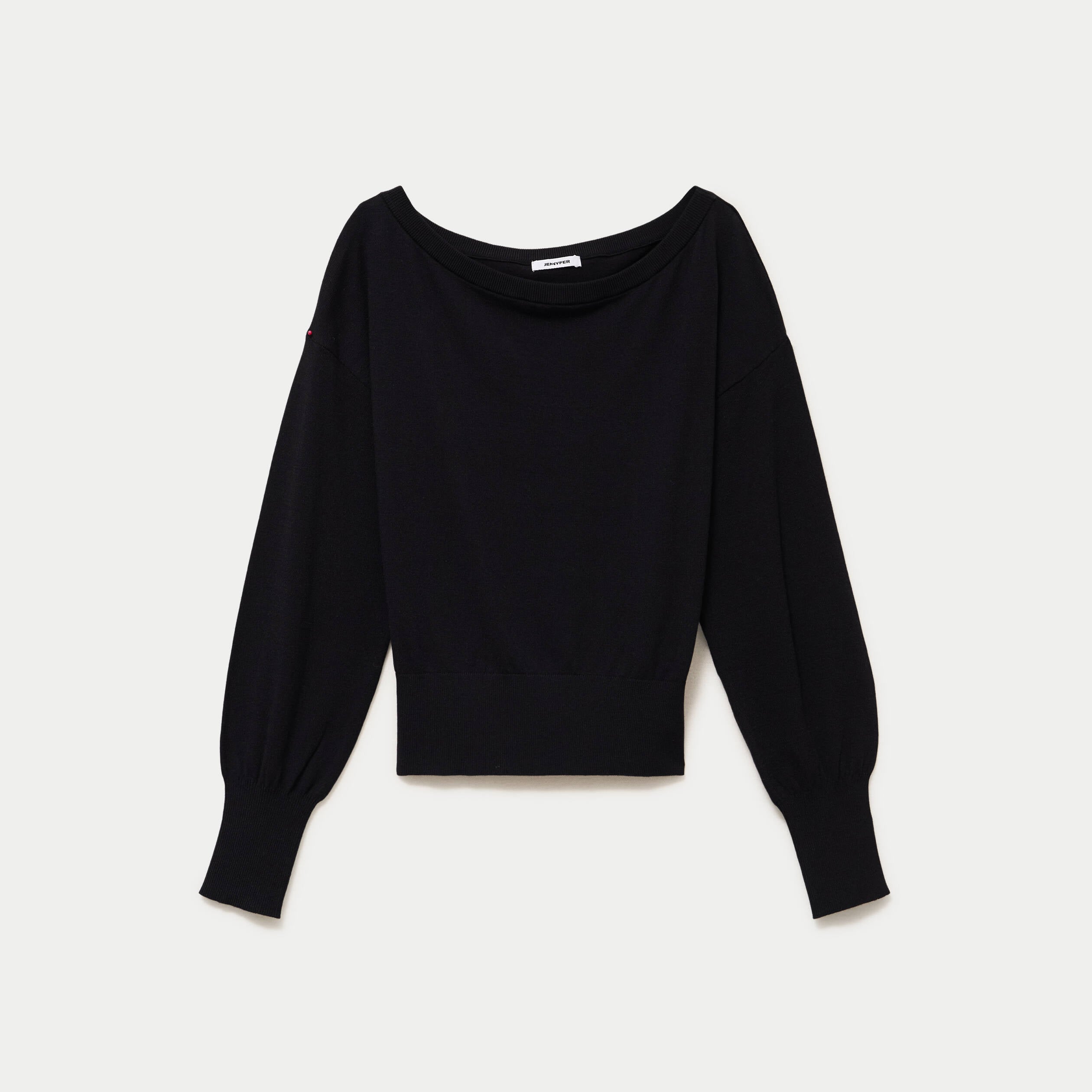 Pull oversize col bardot manches longues noir