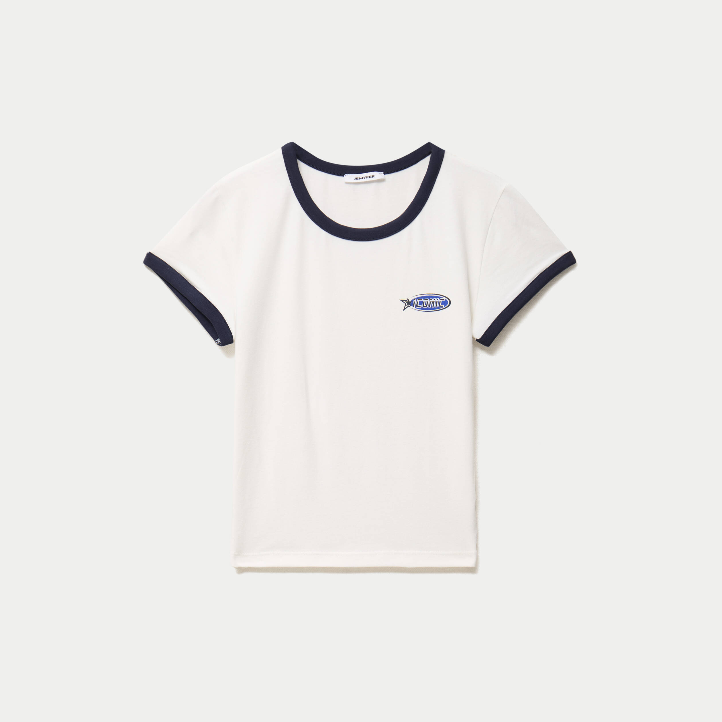 T-shirt col rond manches courtes ecru
