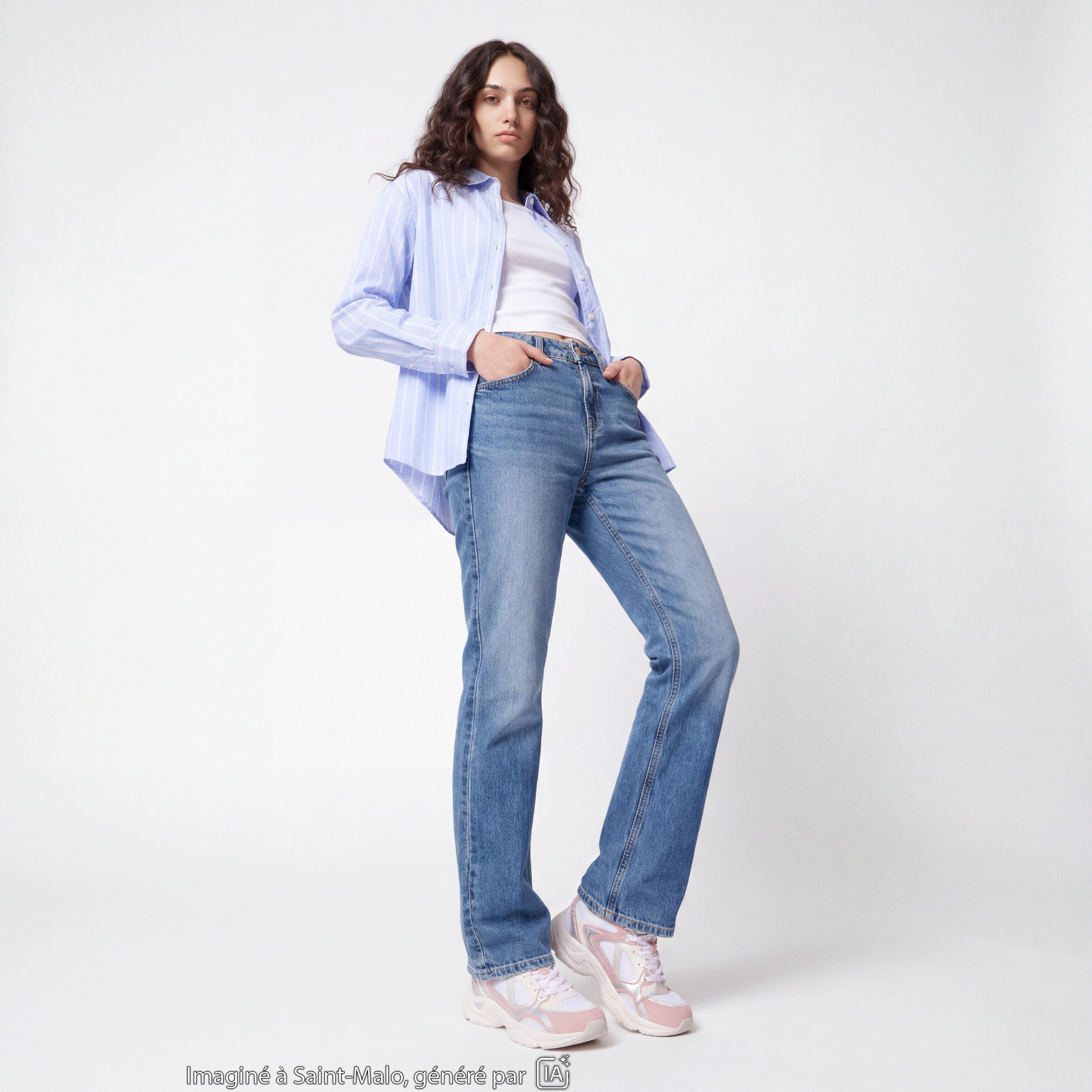 Jean Sam regular taille standard denim double stone