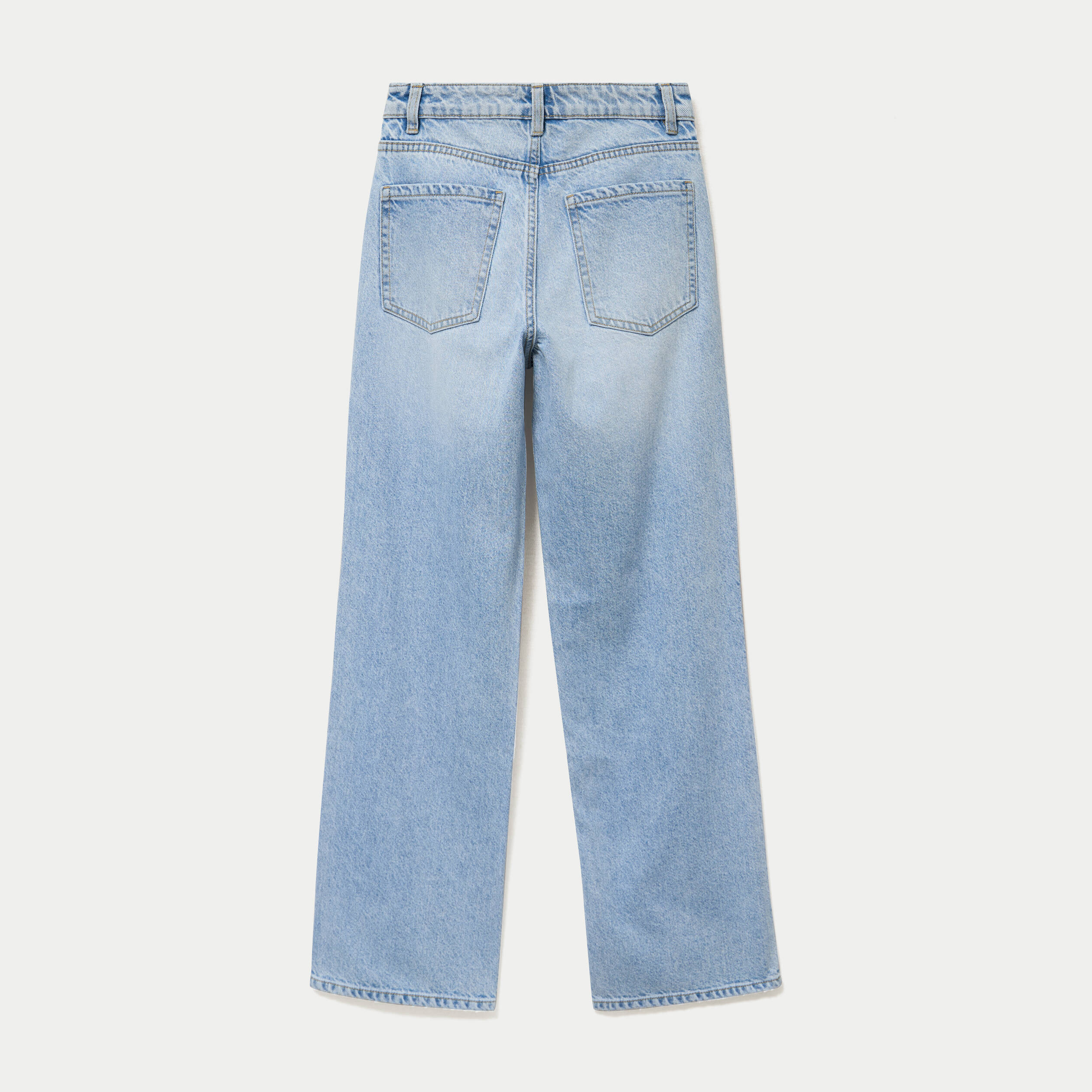 Jean regular taille haute denim bleach ado