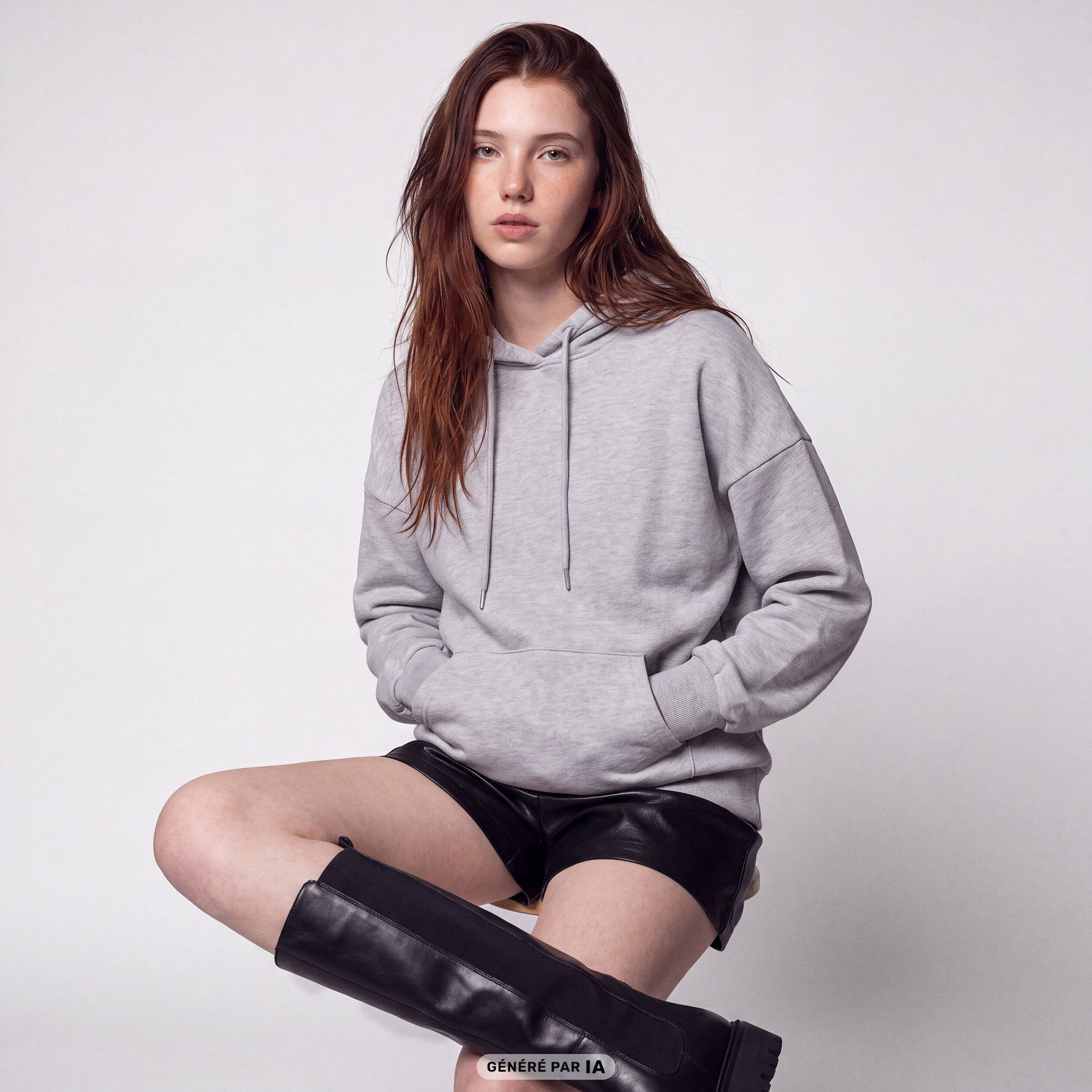 Sweat boyfriend brillant &agrave; capuche gris clair