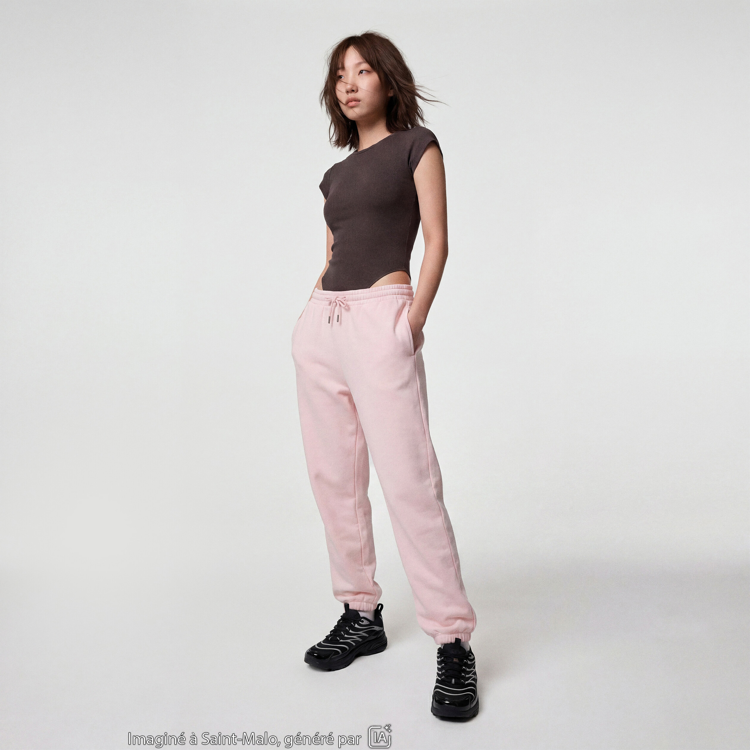 Jogging bas resserr&eacute; taille standard rose clair