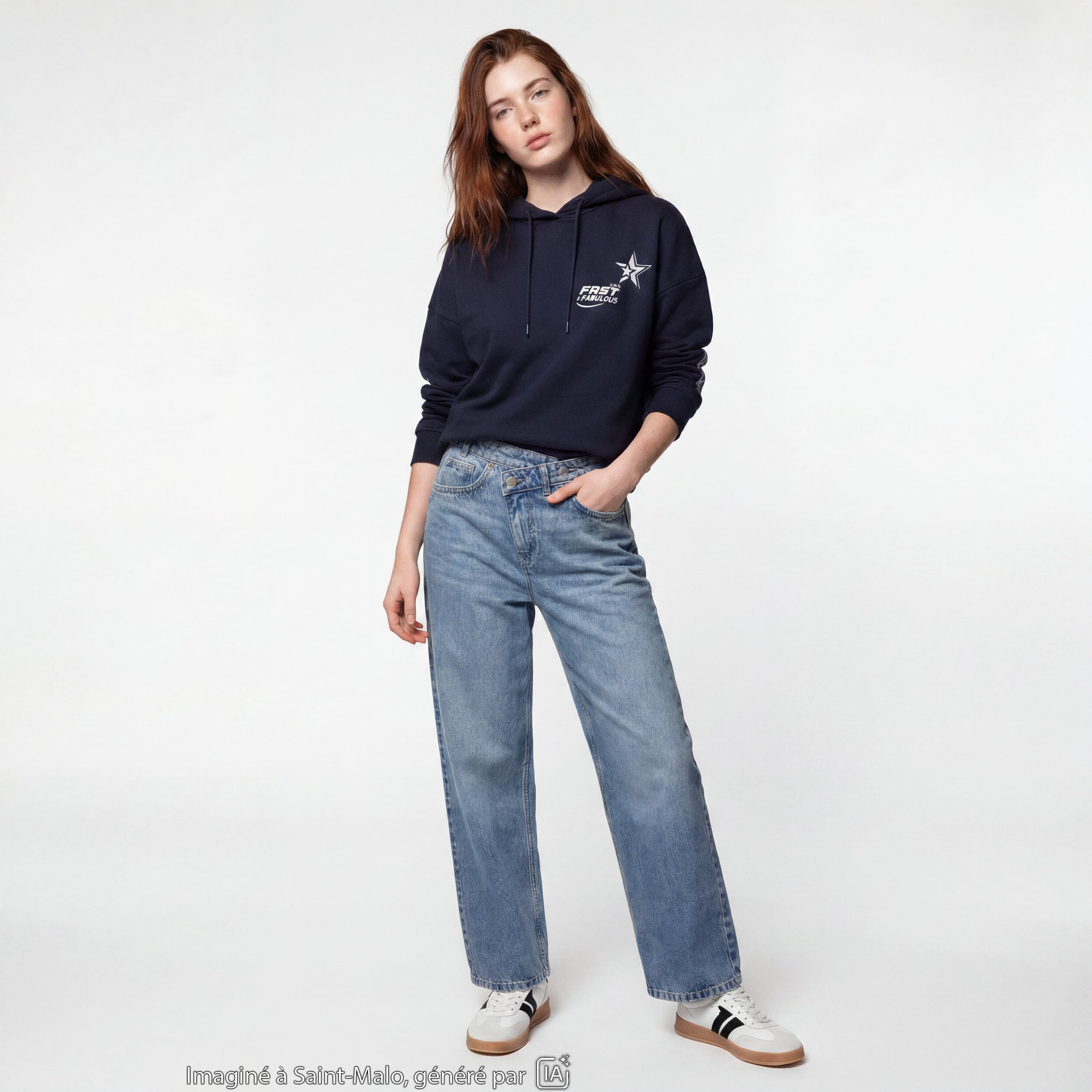 Jean Lenny wide leg taille standard denim double stone