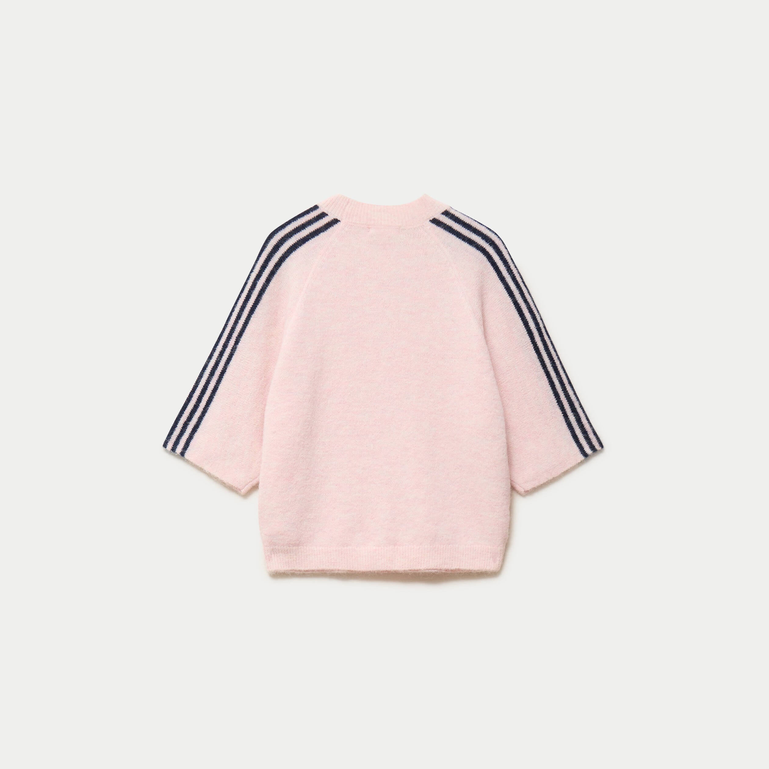 Pull col rond manches 3/4 rose clair