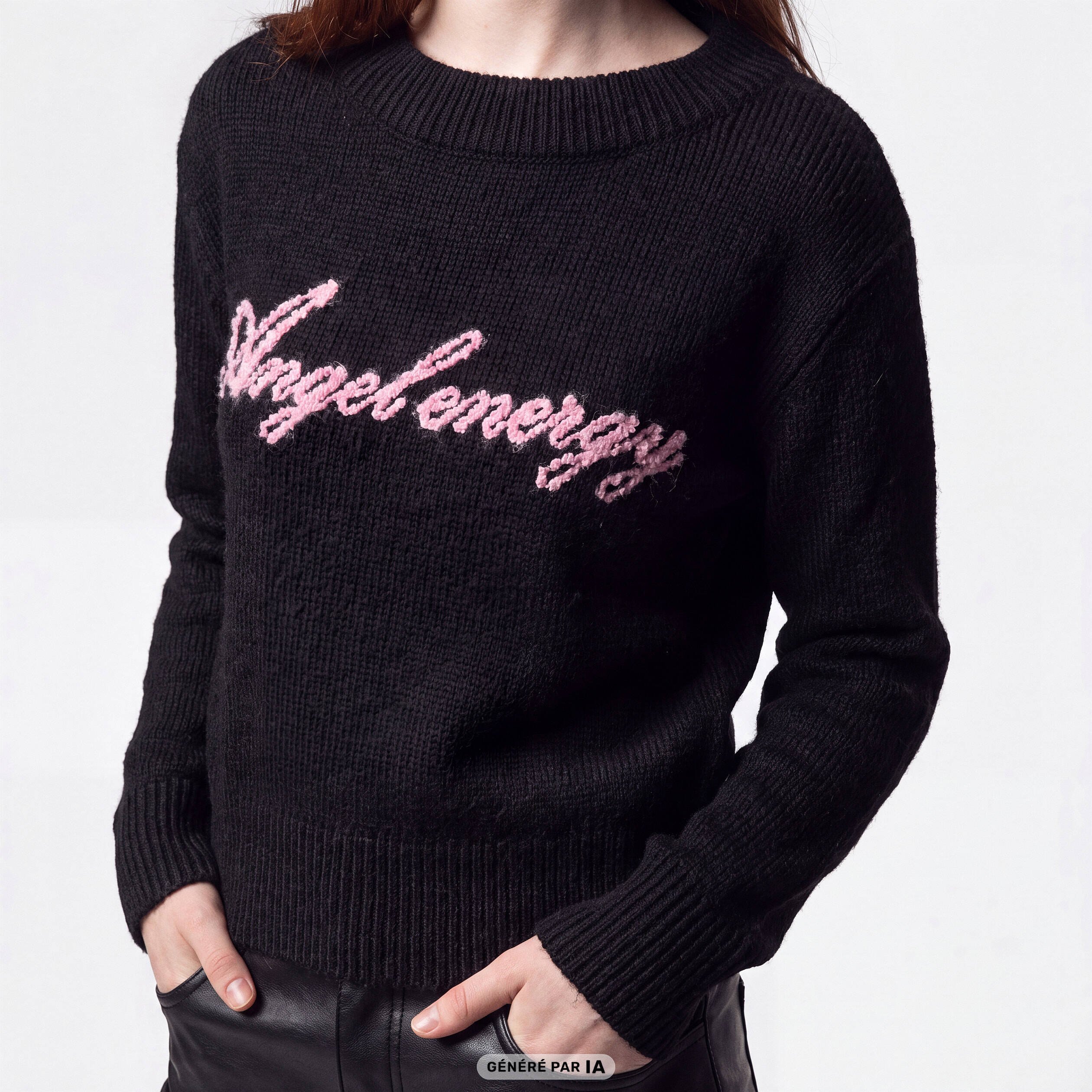 Pull col rond manches longues gris