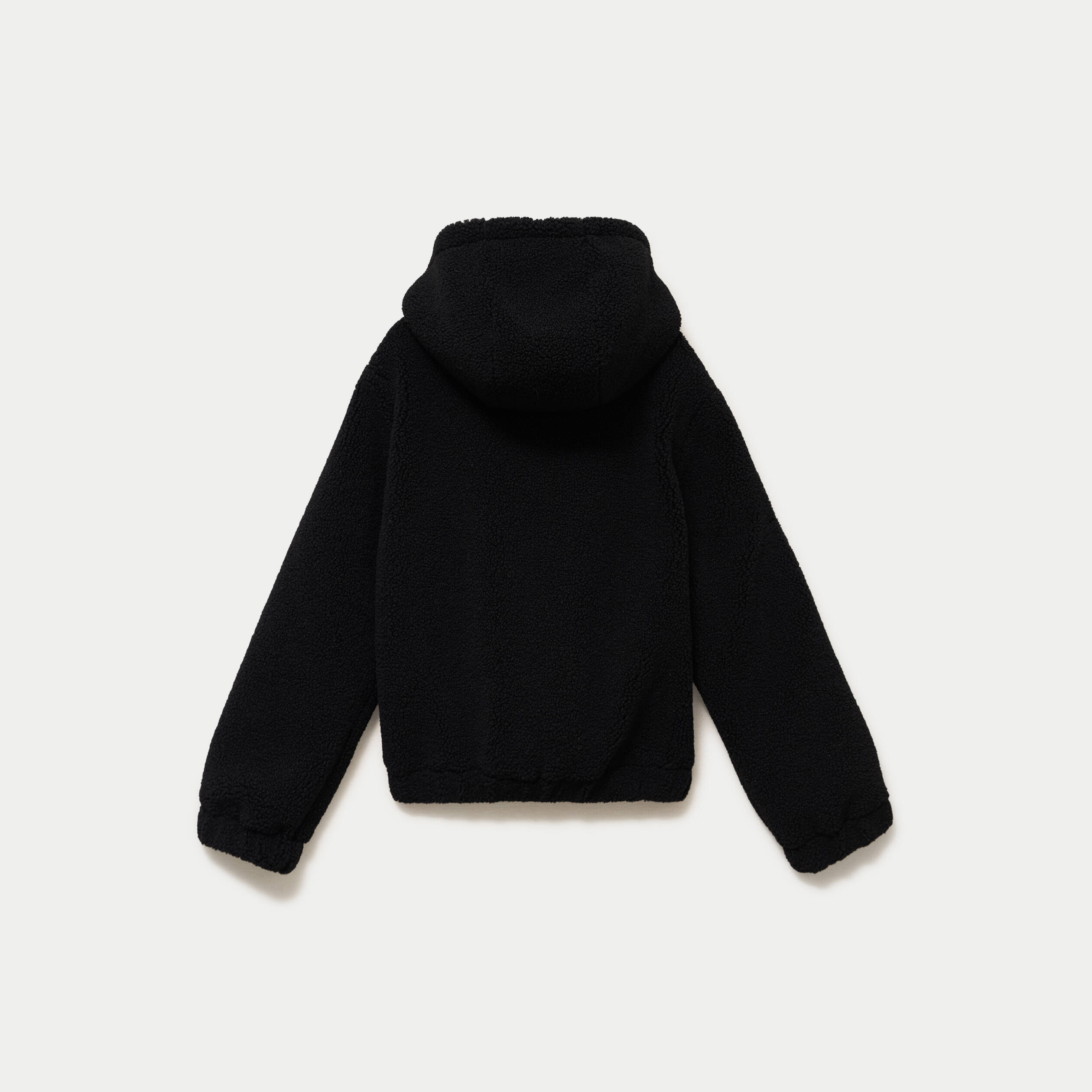 Blouson court droit effet polaire noir