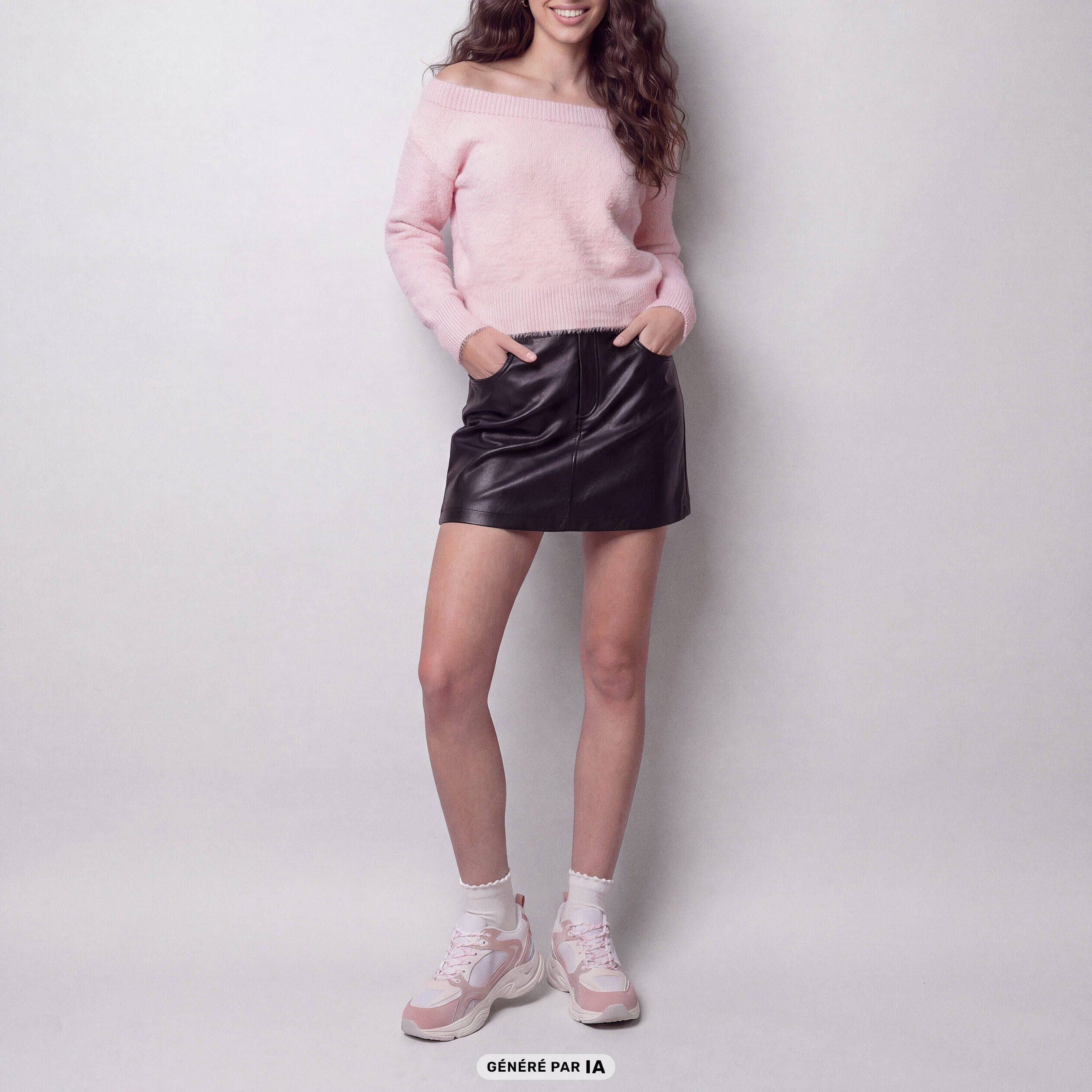 Jupe-short en similicuir noir