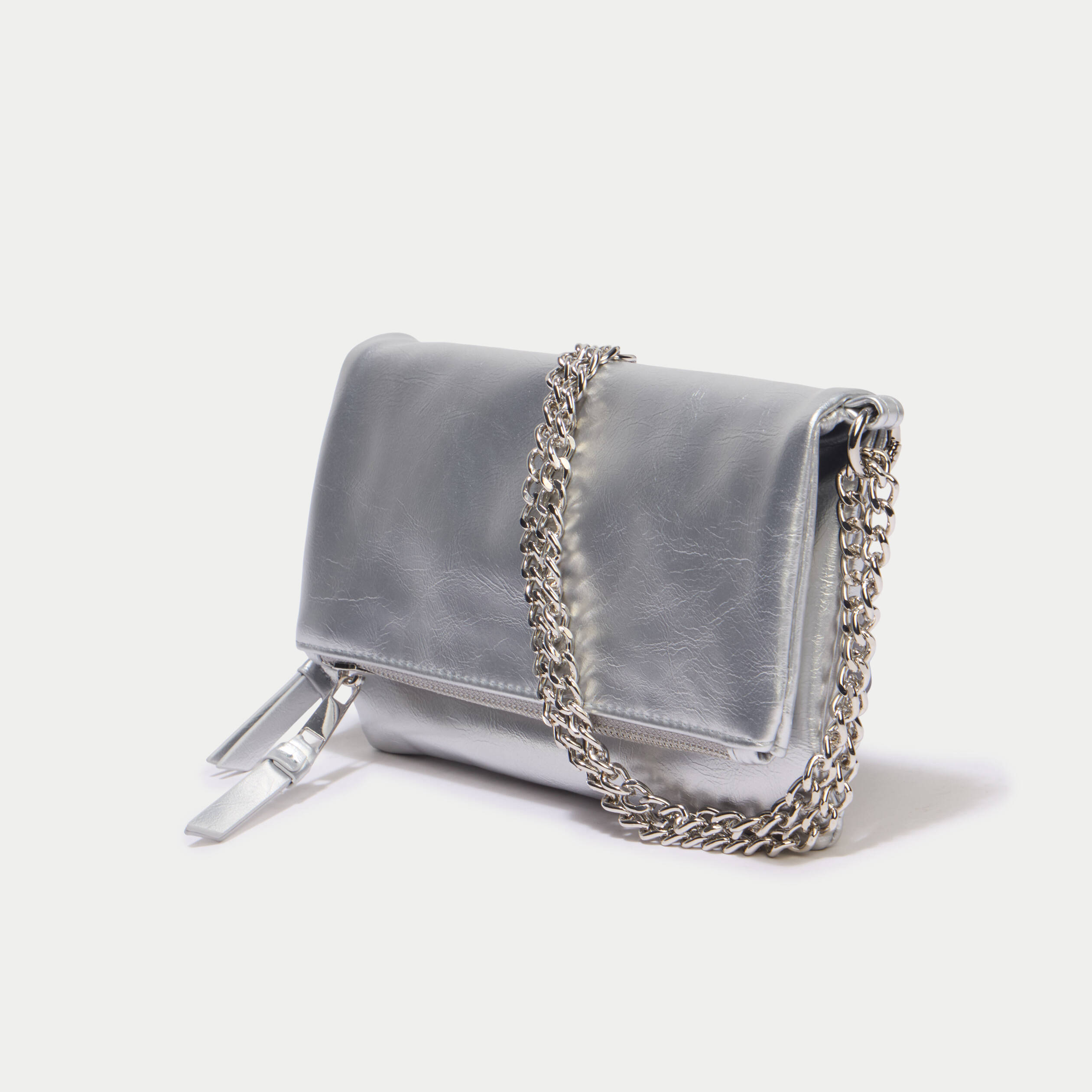 Sac avec cha&icirc;ne gris argent ado