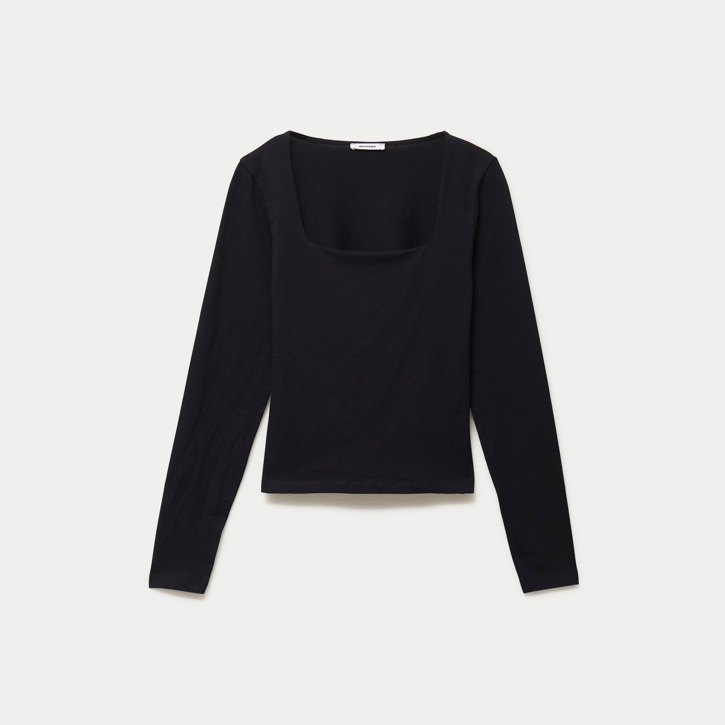 T-shirt ajust&eacute; d&eacute;collet&eacute; manches longues noir