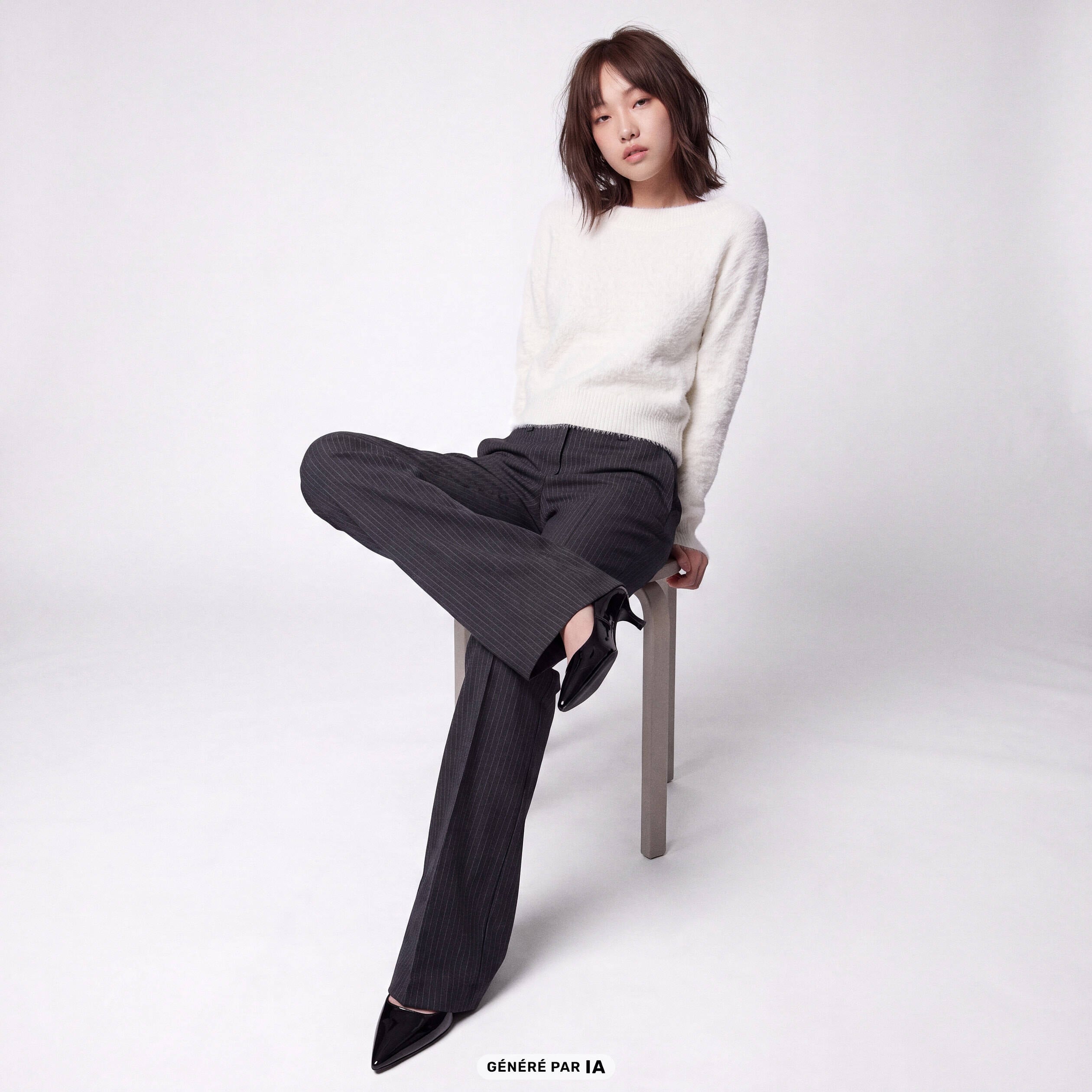 Pantalon bootcut stretch taille standard gris fonc&eacute;