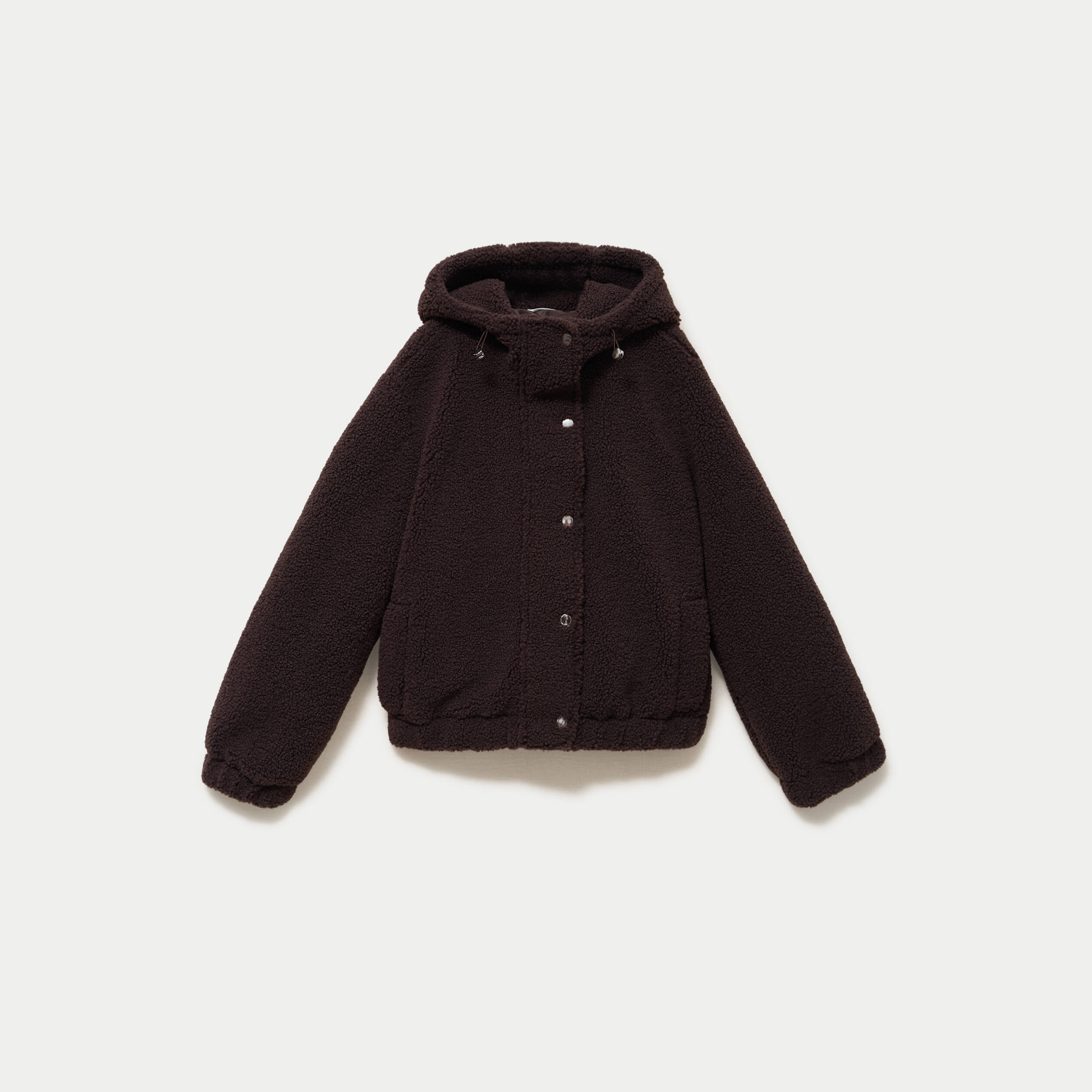 Blouson court droit effet polaire marron fonc&eacute;