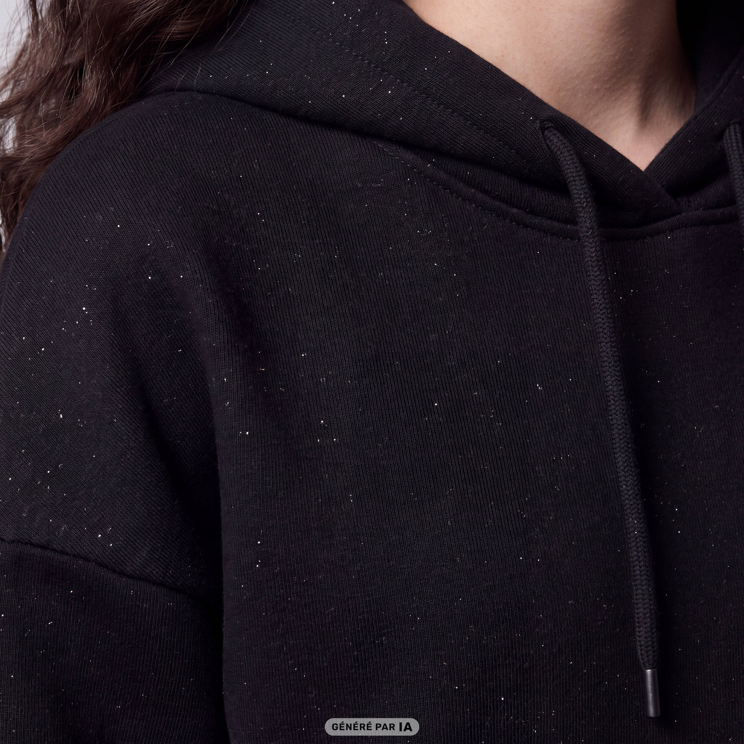 Sweat boyfriend brillant &agrave; capuche noir