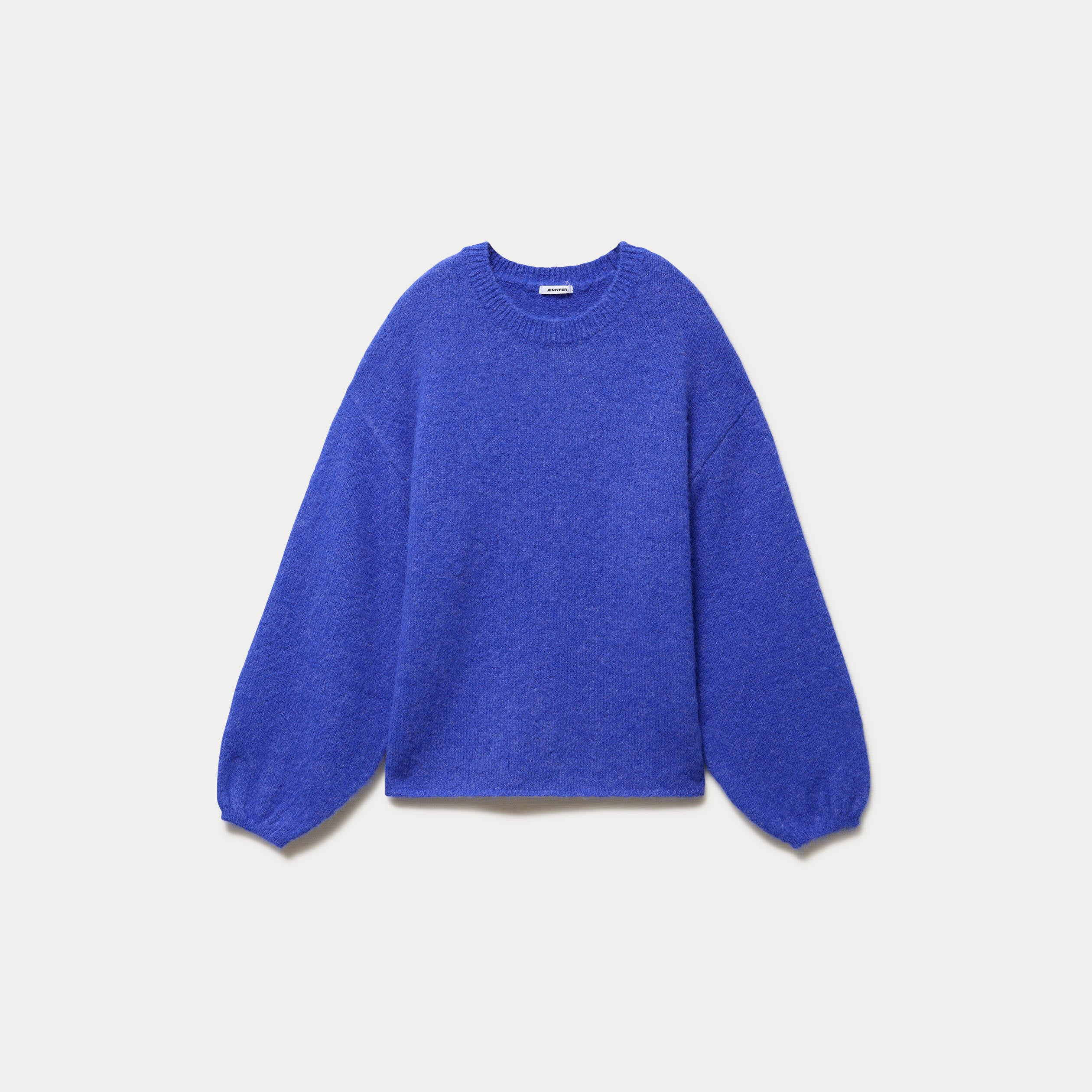 Pull oversize col rond manches longues bleu electrique