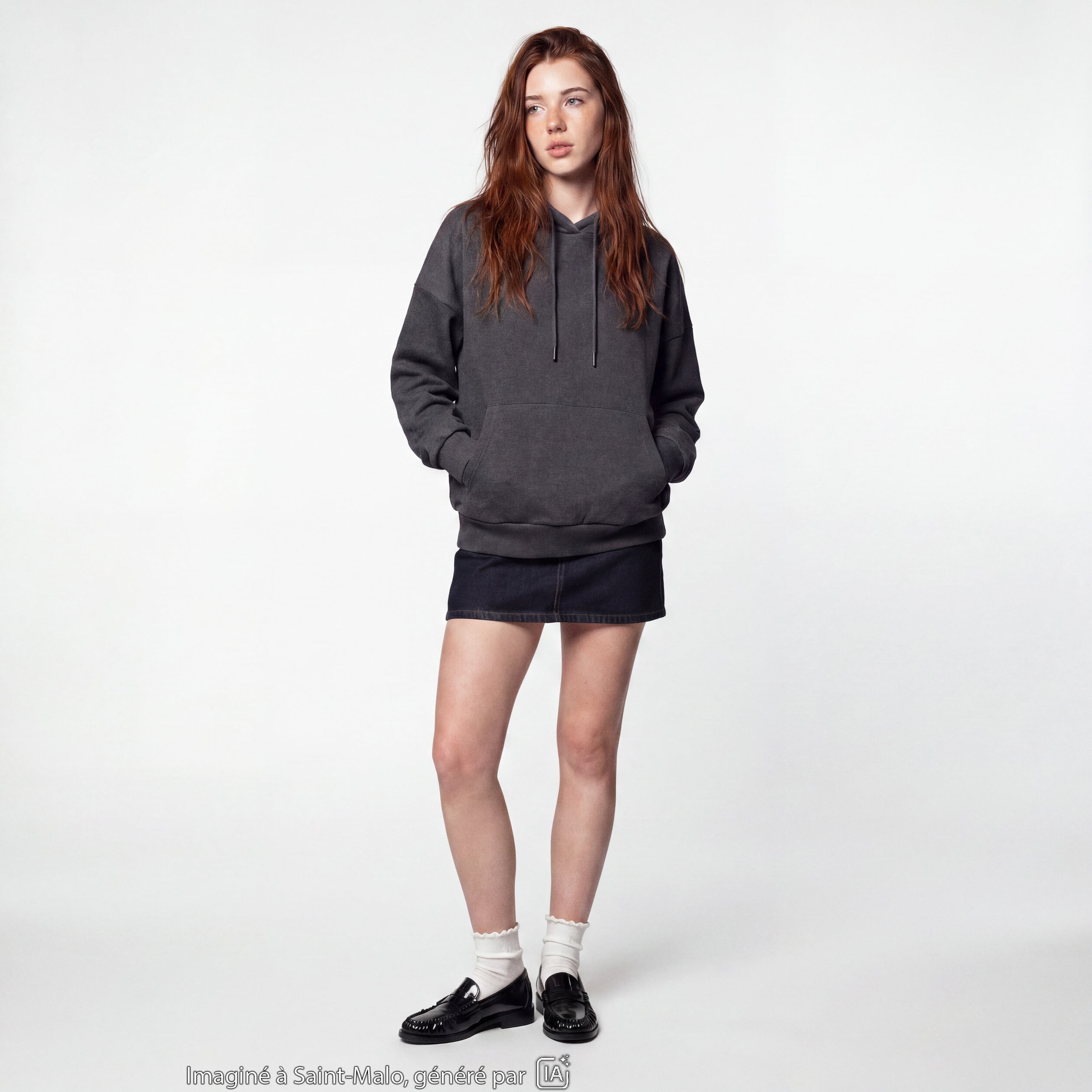 Sweat &agrave; capuche manches longues gris