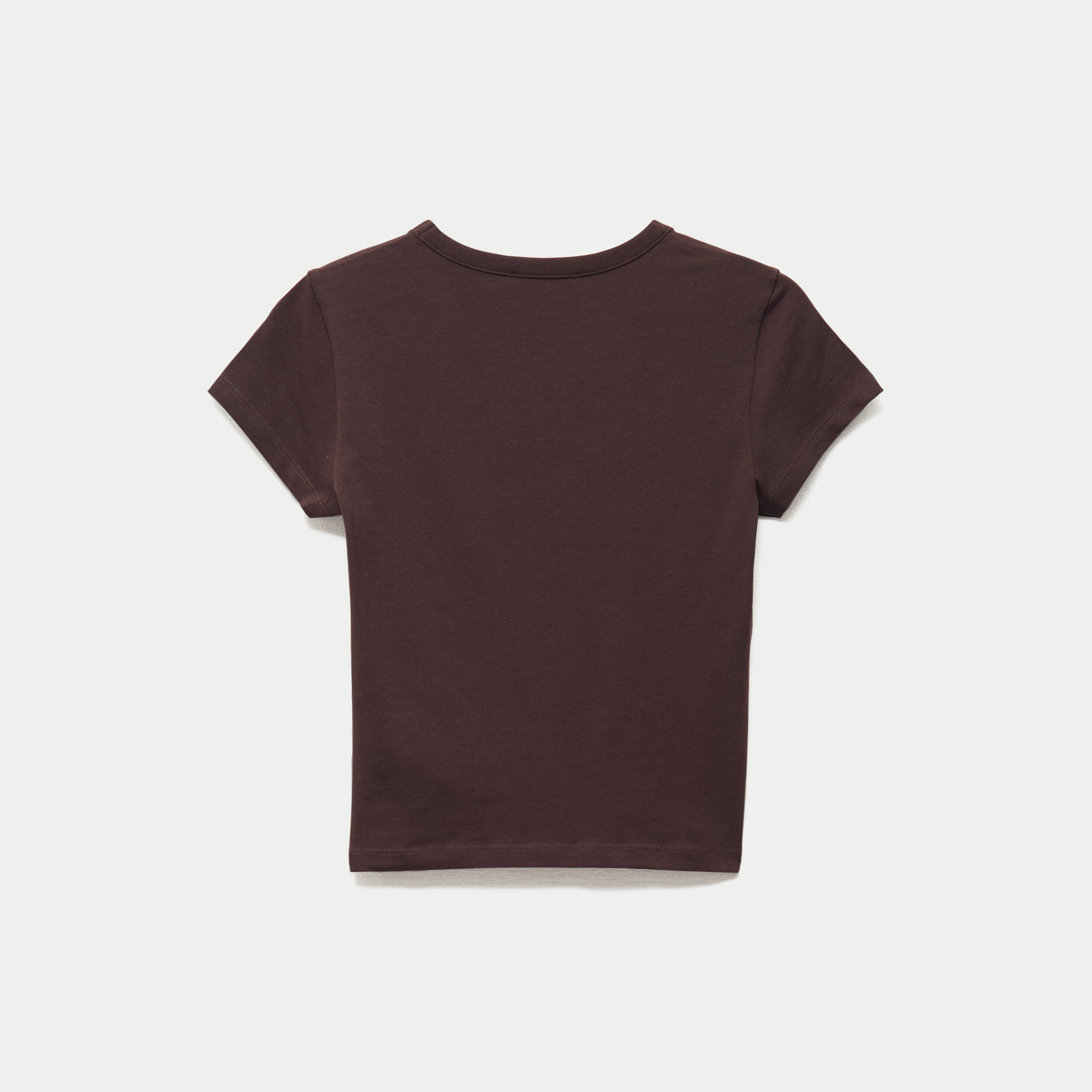 T-shirt ajust&eacute; col rond manches courtes marron fonc&eacute; ado