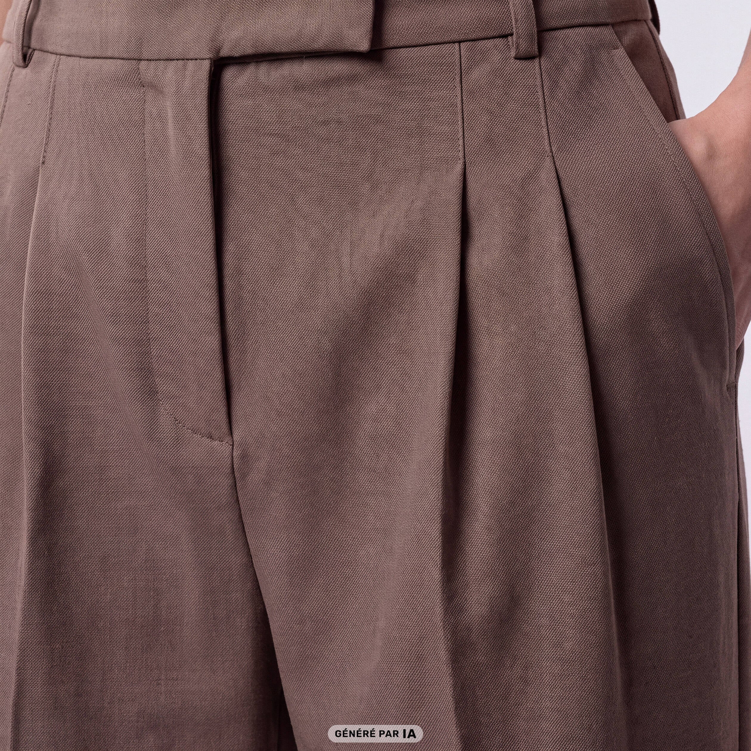 Pantalon coupe large taille standard taupe