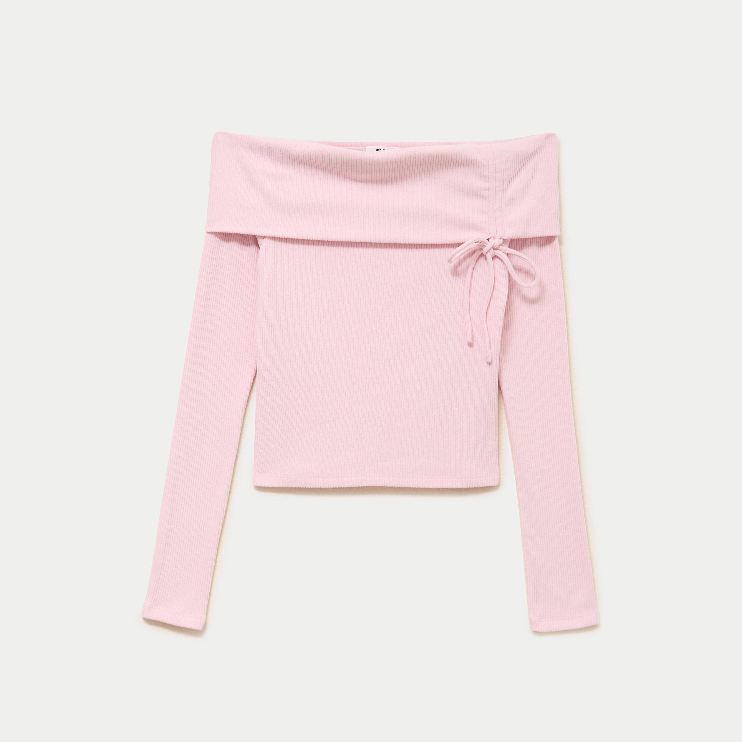 Top ajust&eacute; cropped manches longues rose clair