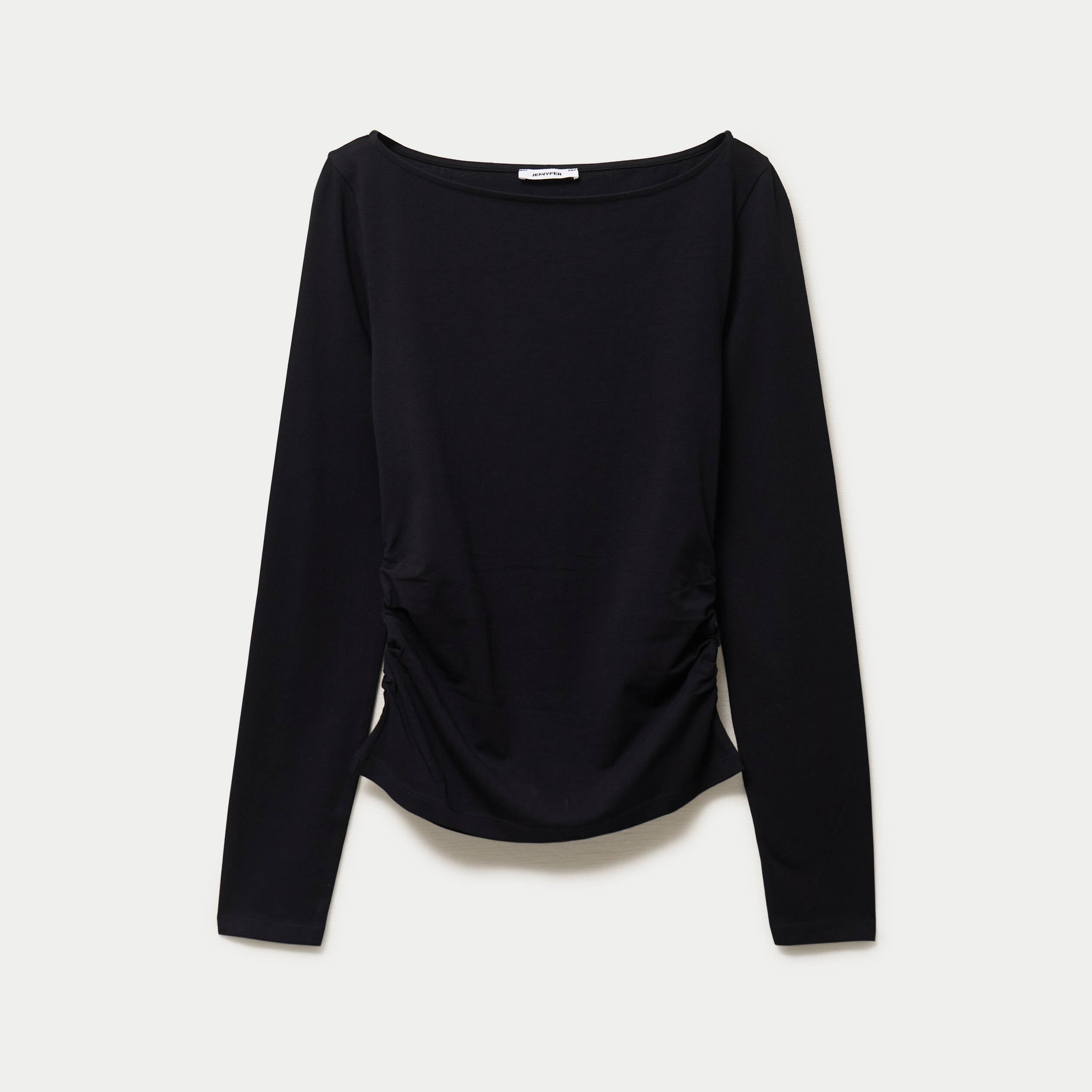 Haut droit col bateau manches longues noir