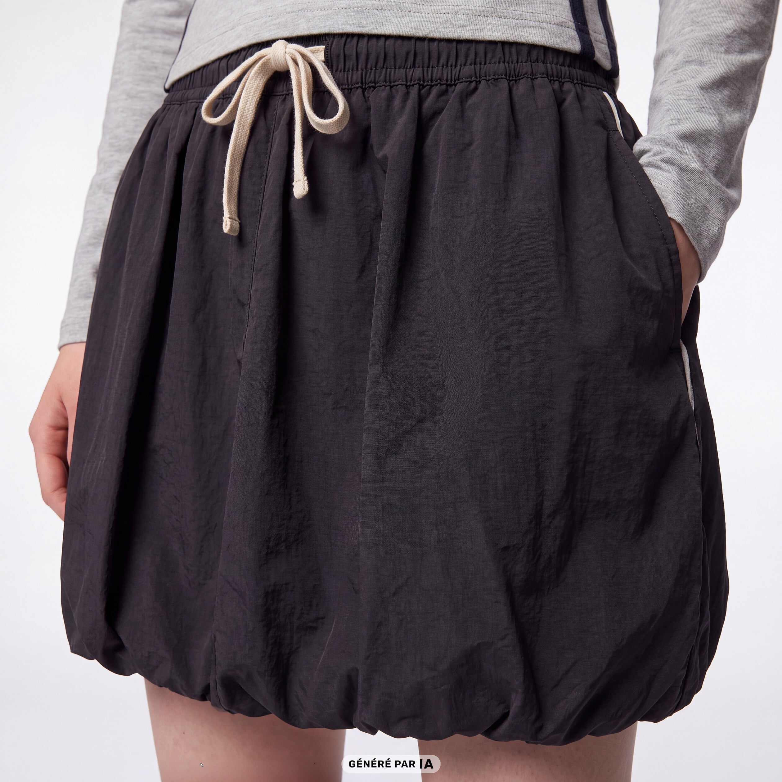 Jupe courte ample effet boule noir