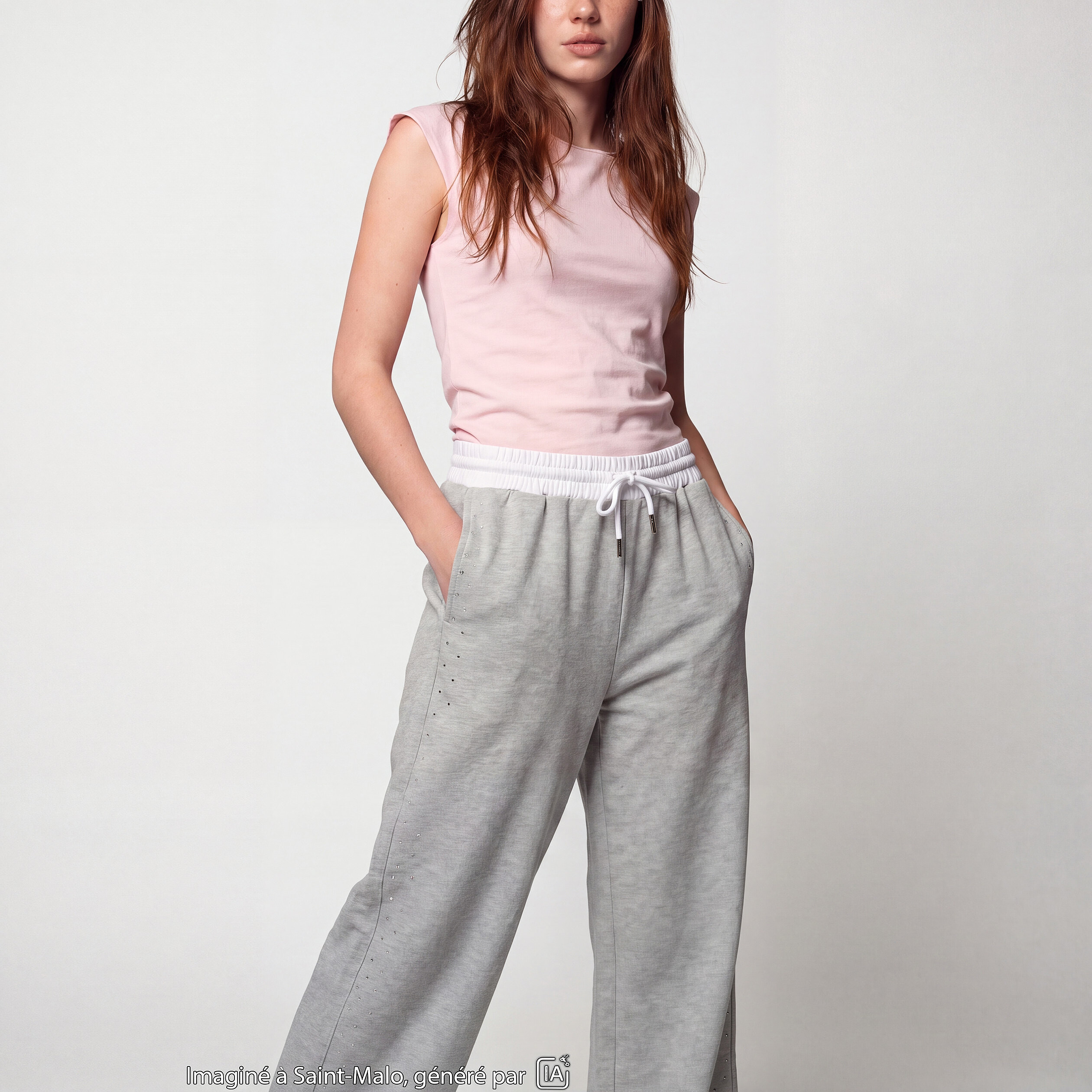 Jogging coupe large taille standard gris fonc&eacute;