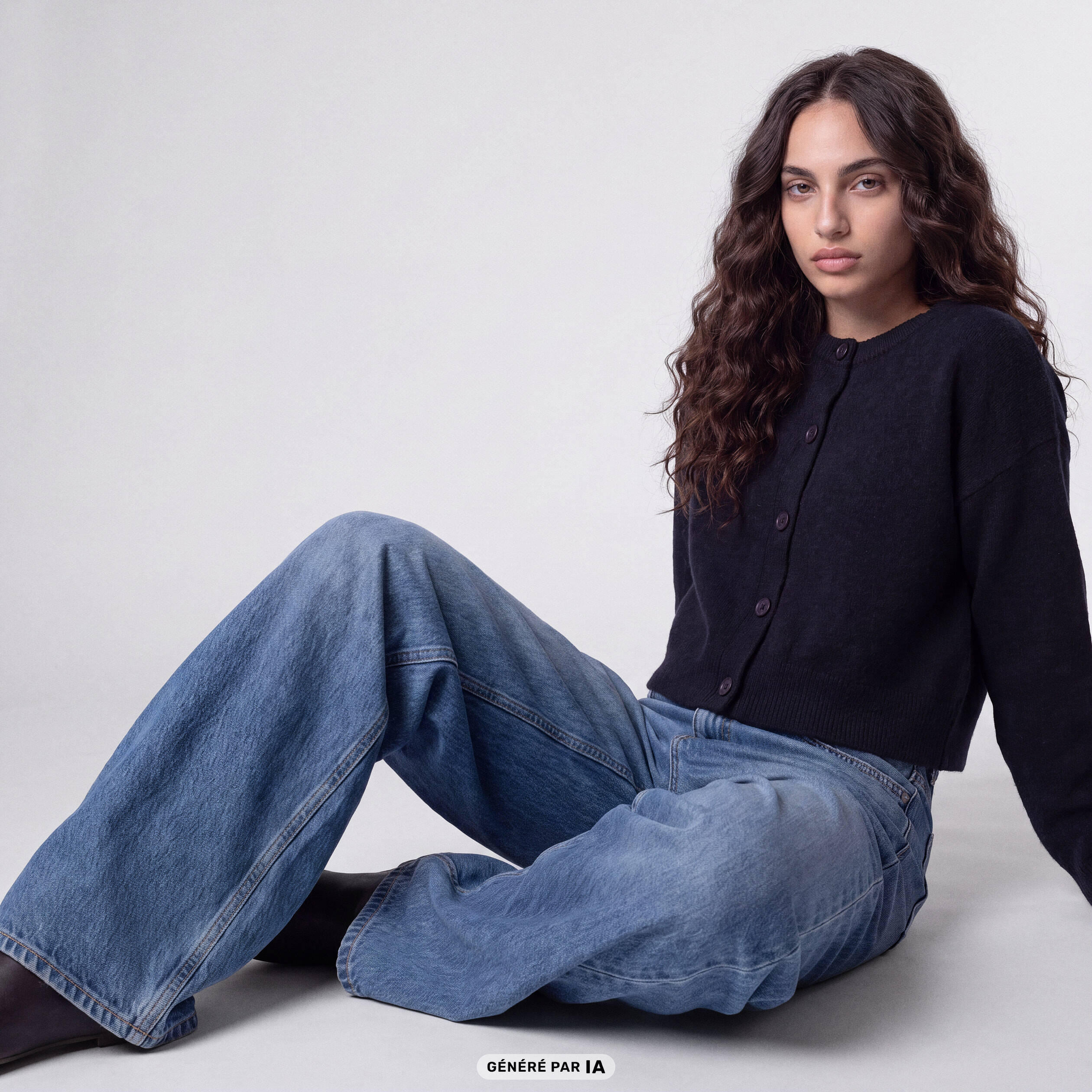 Jean Lenny wide leg taille standard denim double stone