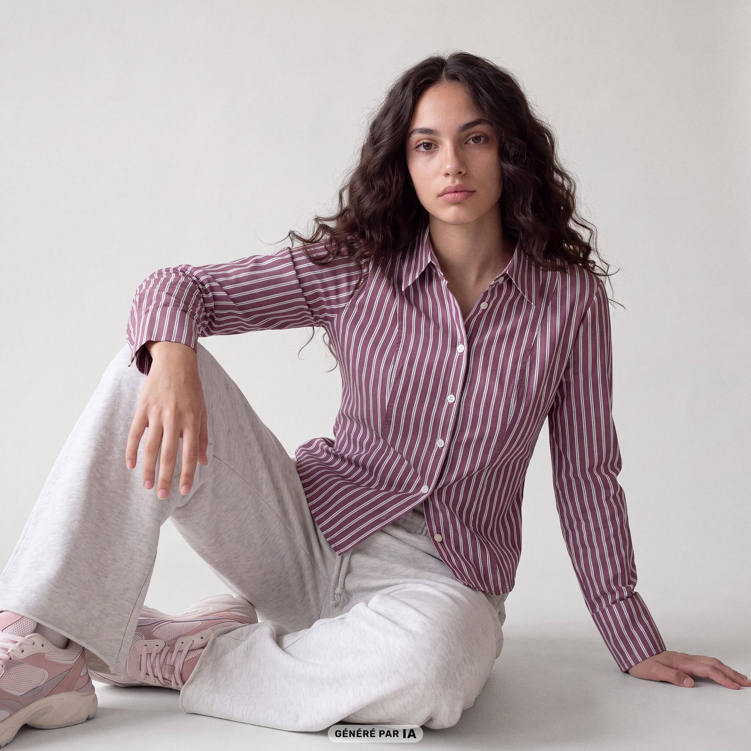 Chemise ajust&eacute;e manches longues bordeaux