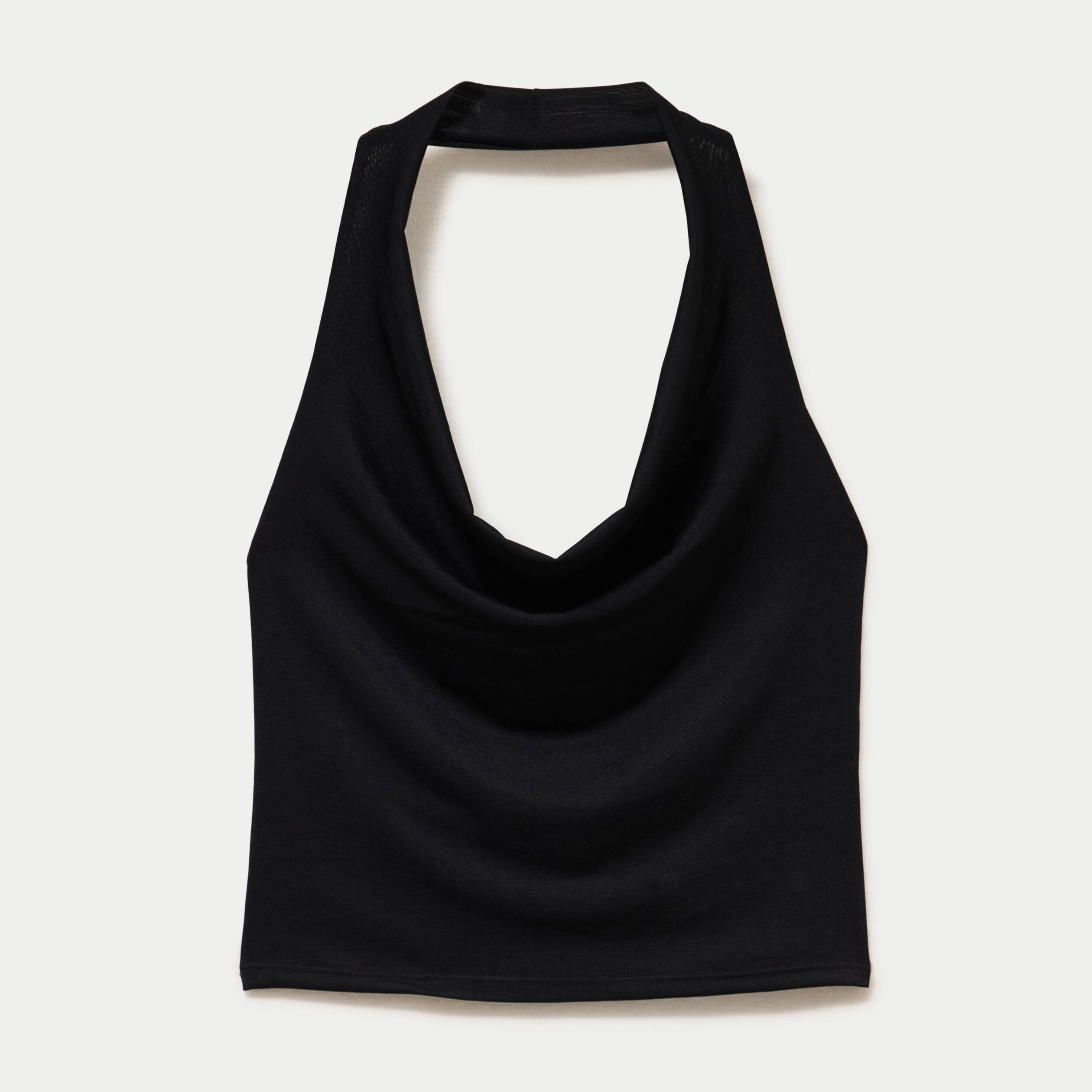 Top ajust&eacute; cropped d&eacute;collet&eacute; dos noir ado