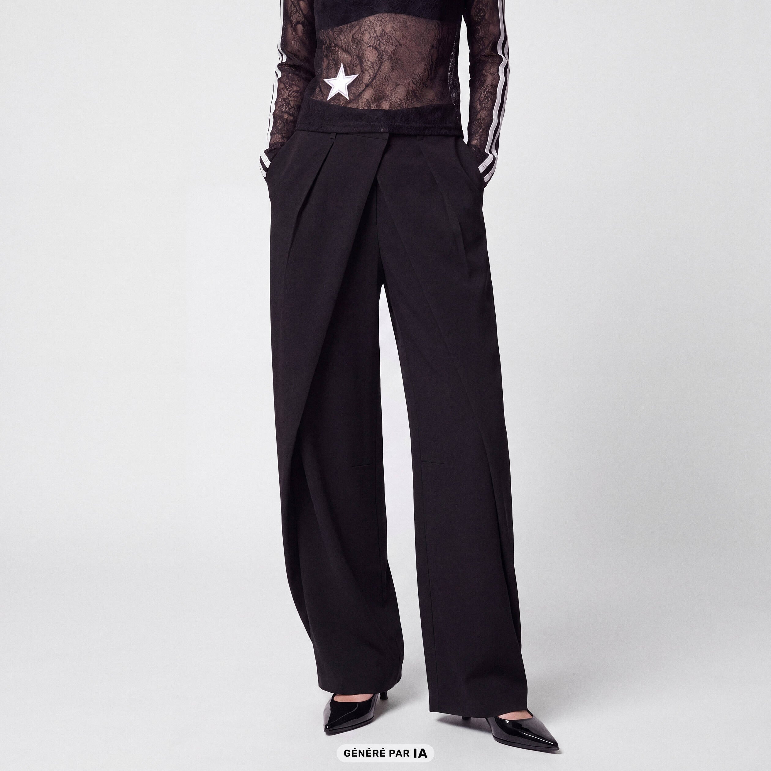 Pantalon coupe large noir